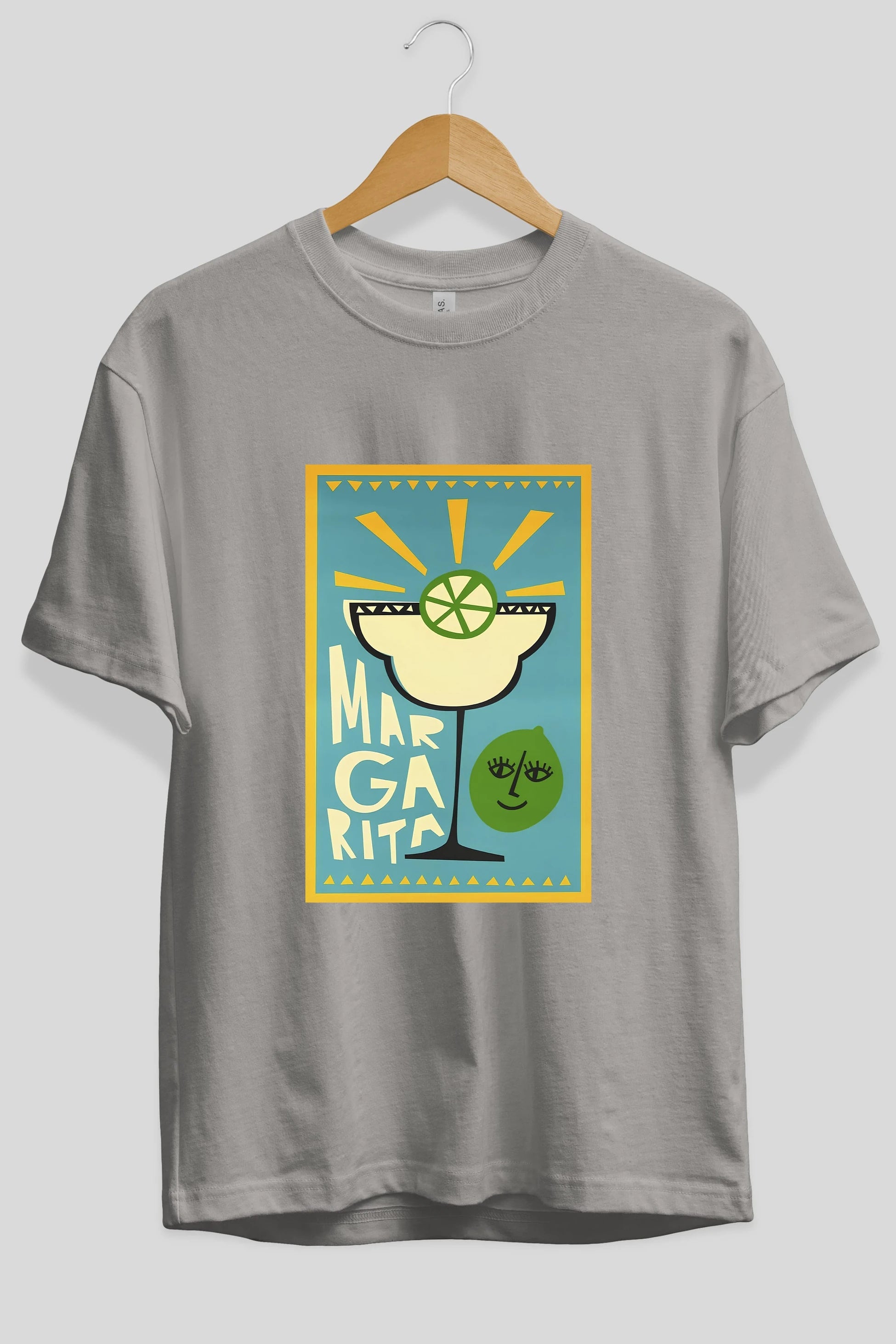 Margarita 4 Ön Baskılı Oversize t-shirt Erkek Kadın Unisex %100 Pamuk Bisiklet Yaka tişort