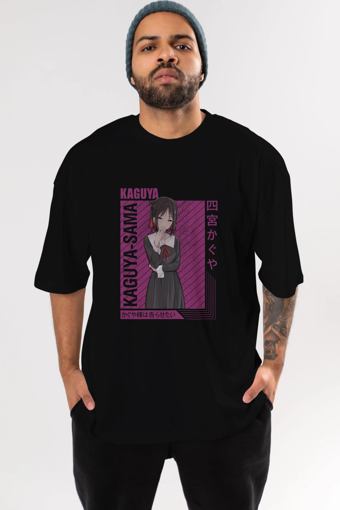Kaguya Shinomiya 4 1 Anime Ön Baskılı Oversize t-shirt %100 pamuk Erkek Kadın Unisex