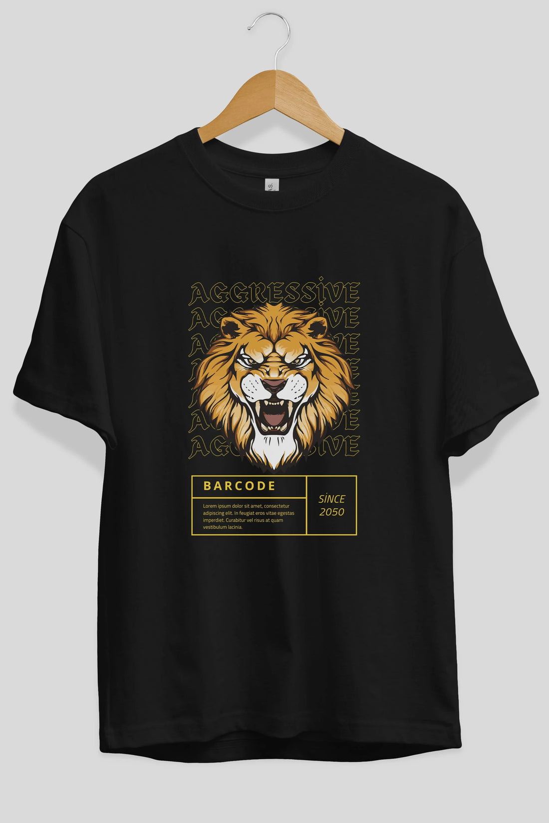 Aggressive Lion Ön Baskılı Oversize t-shirt Erkek Kadın Unisex