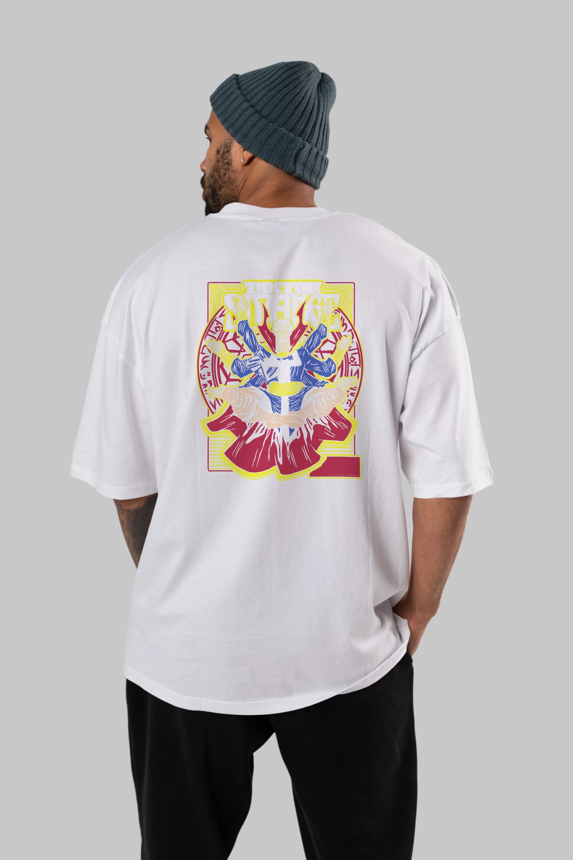 Doctor Strange (1) Arka Baskılı Oversize t-shirt Erkek Kadın Unisex %100 Pamuk Bisiklet Yaka tişort