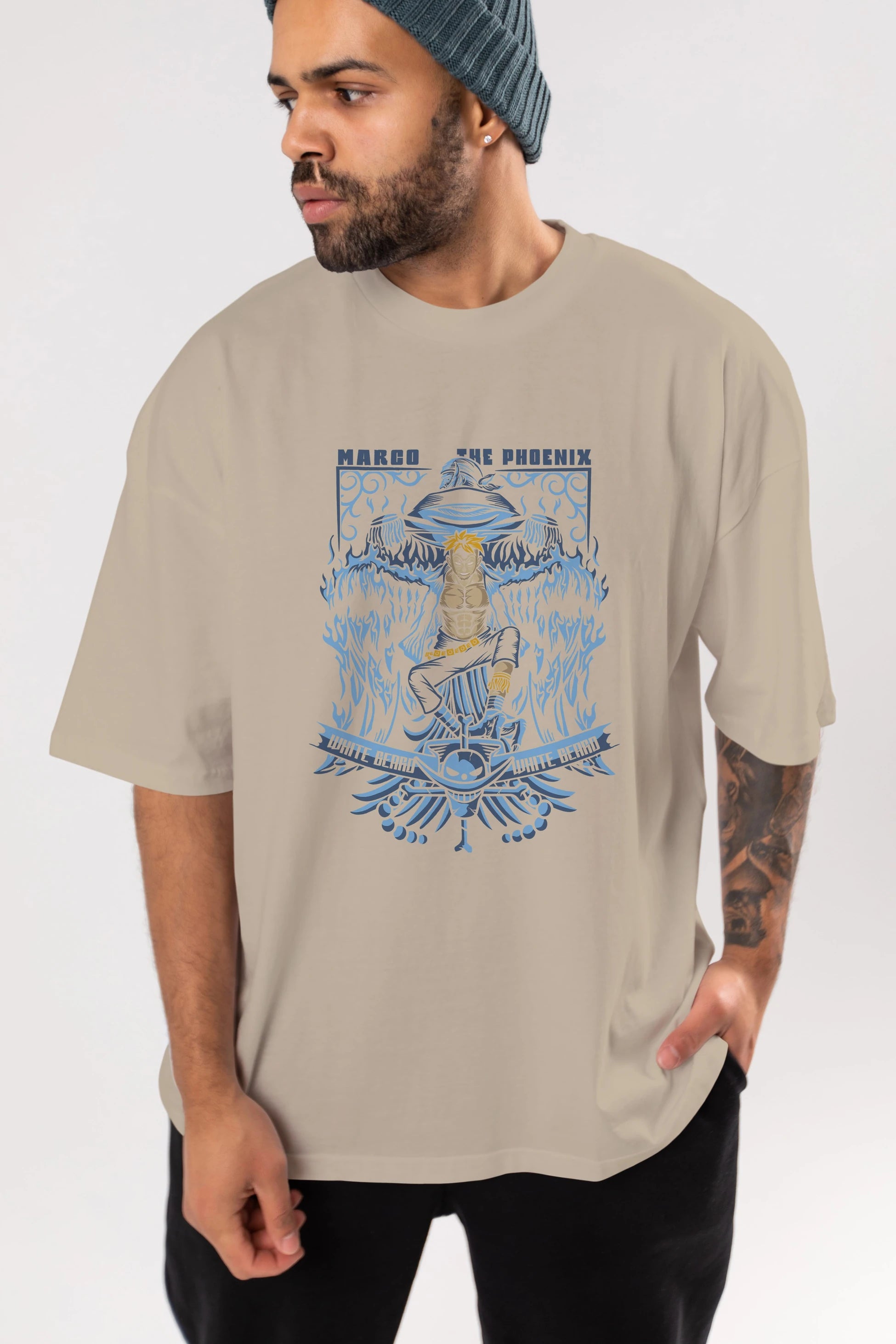 Marco the Phoenix Anime Ön Baskılı Oversize t-shirt Erkek Kadın Unisex