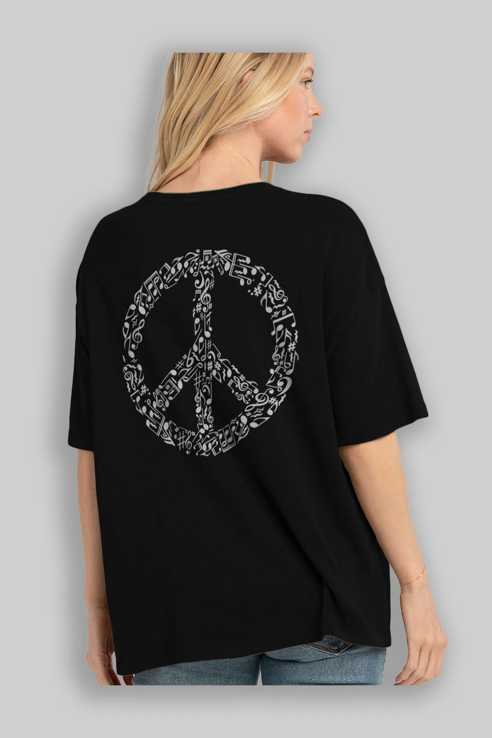 Rhyme In Peace Arka Baskılı Oversize t-shirt %100 pamuk Erkek Kadın Unisex