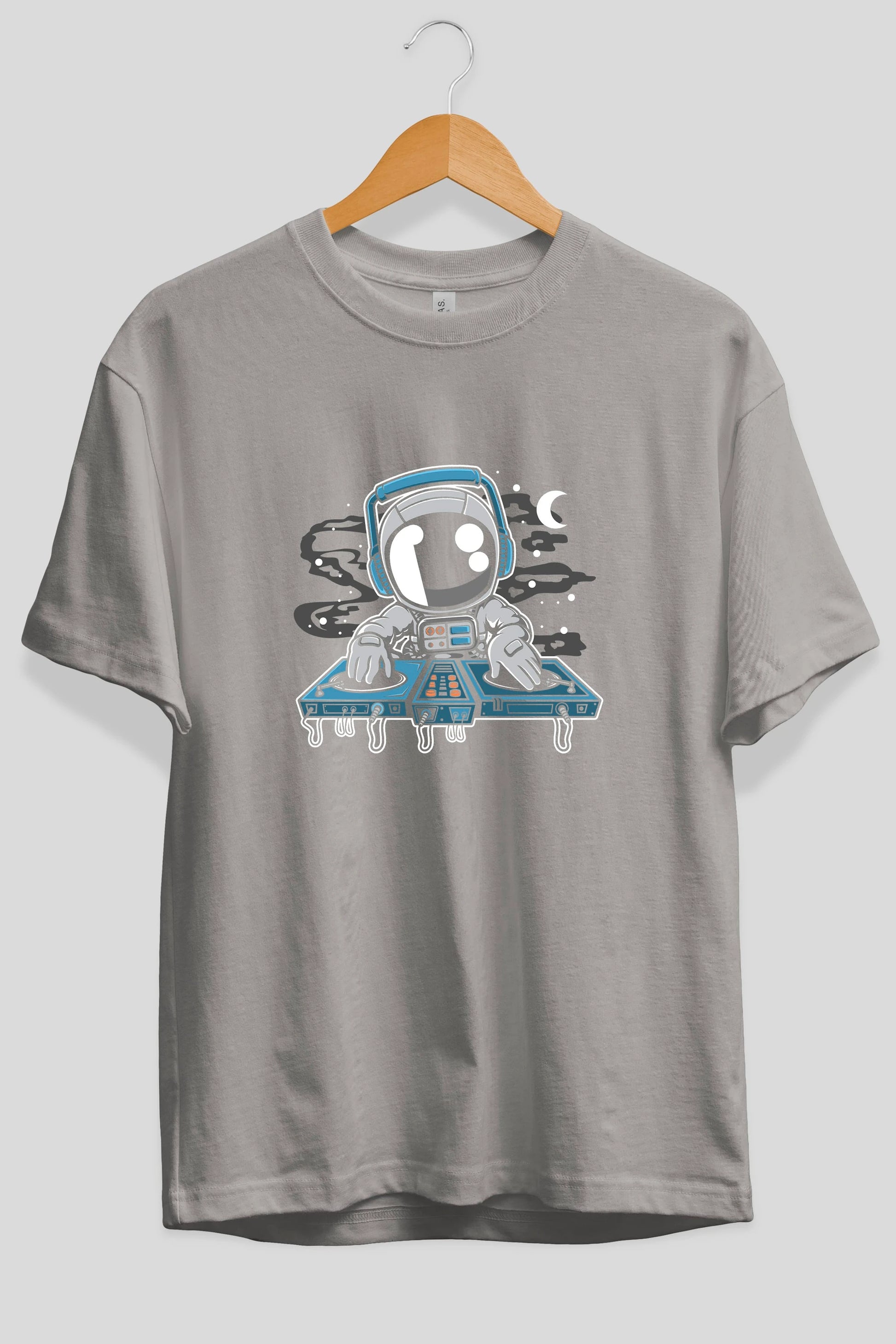 Astronaut Turntable Ön Baskılı Oversize t-shirt Erkek Kadın Unisex
