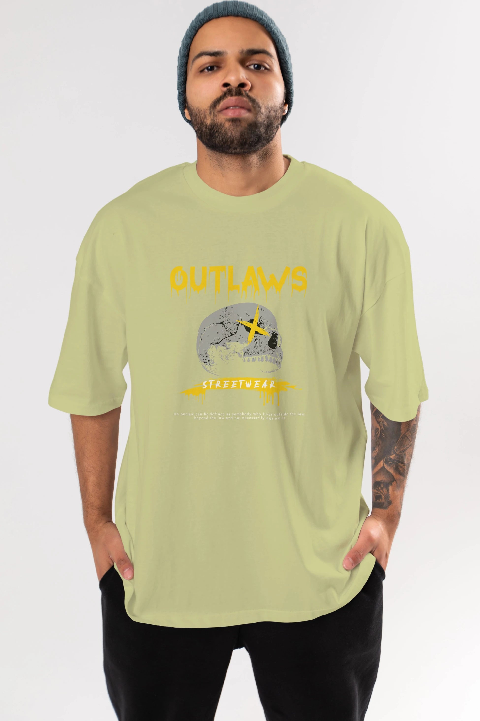 Outlaws Streetwear Ön Baskılı Oversize t-shirt Erkek Kadın Unisex