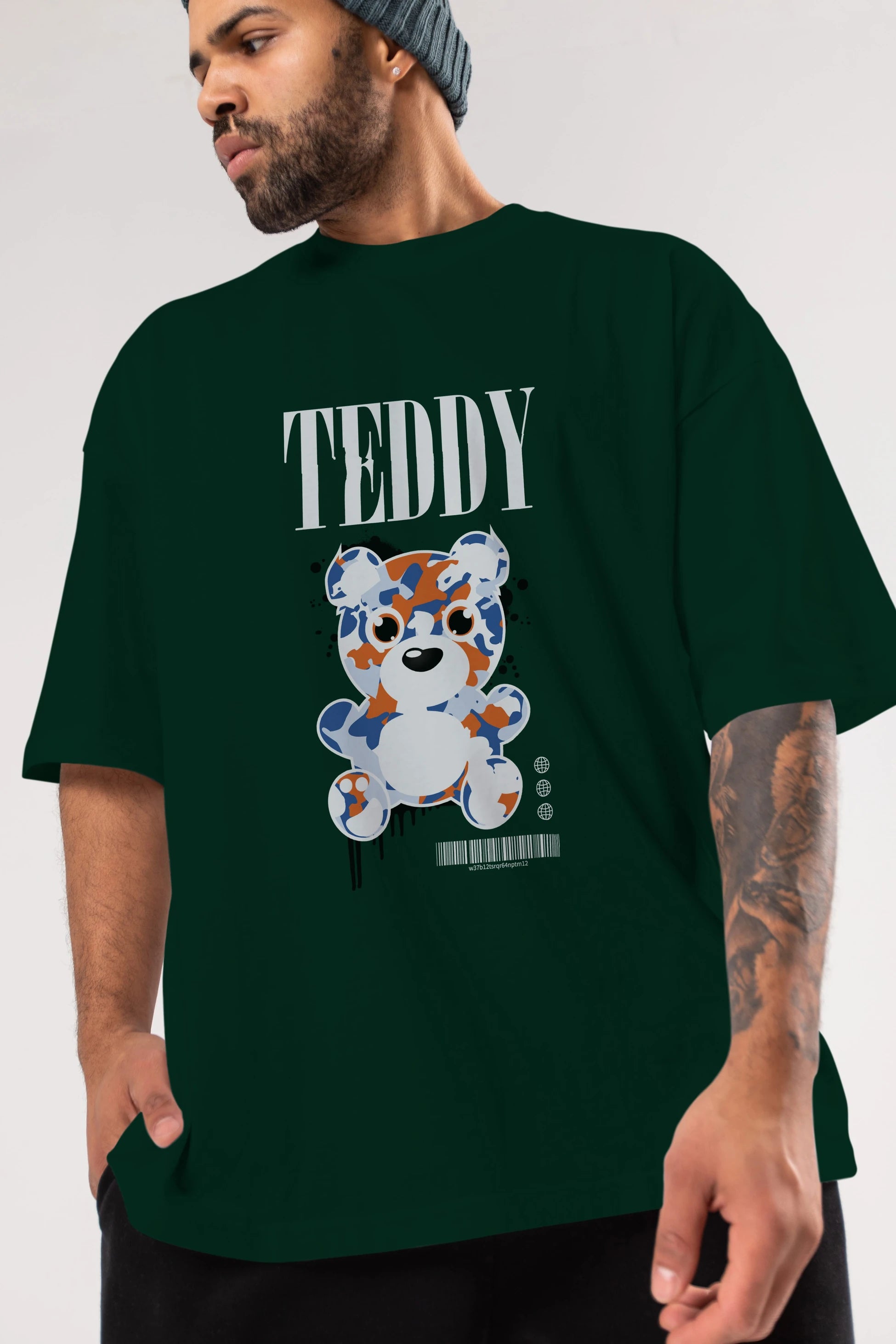 Teddy Bear Streetwear Ön Baskılı Oversize t-shirt Erkek Kadın Unisex