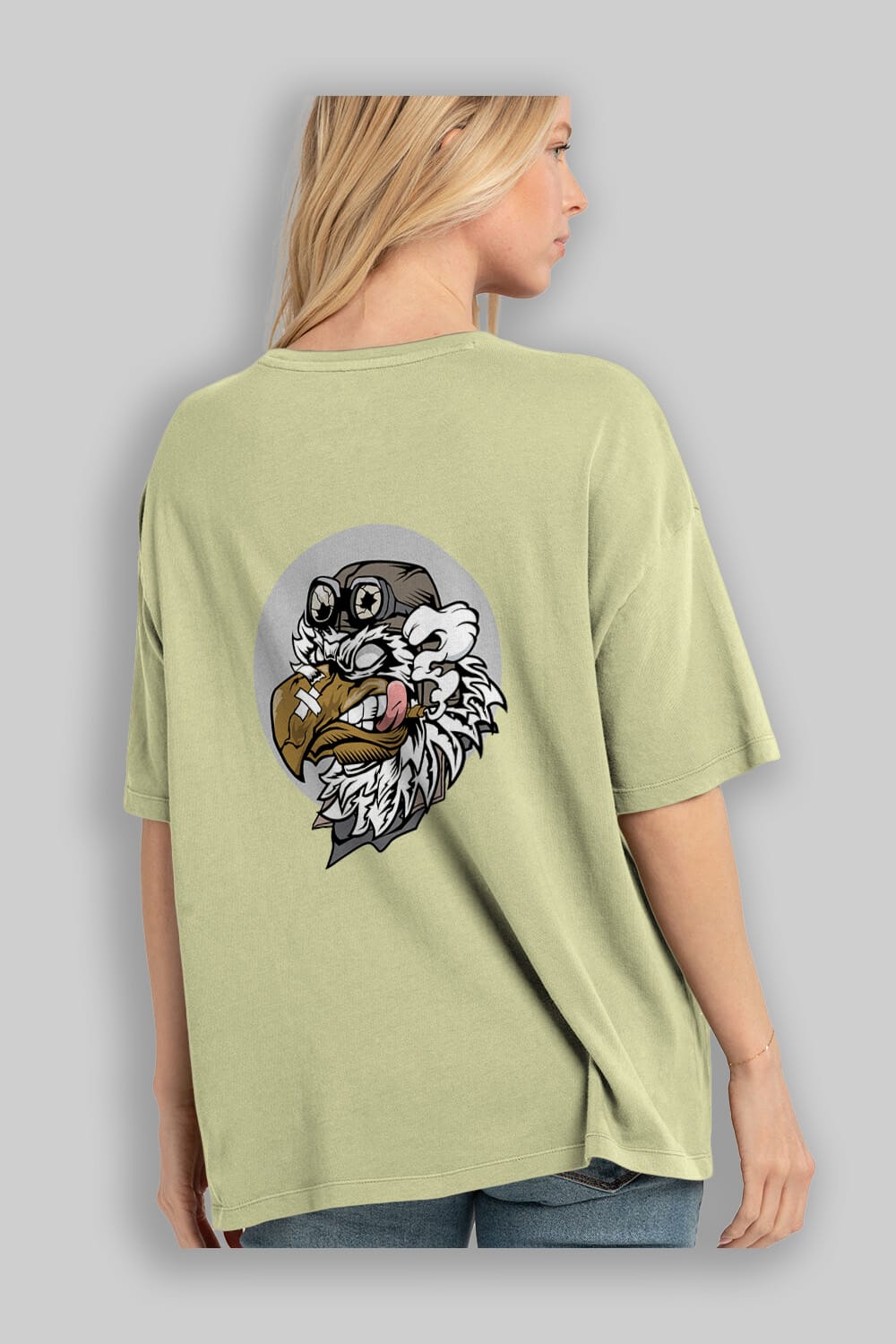 Bird Pilot Arka Baskılı Oversize t-shirt Erkek Kadın Unisex %100 Pamuk tişort