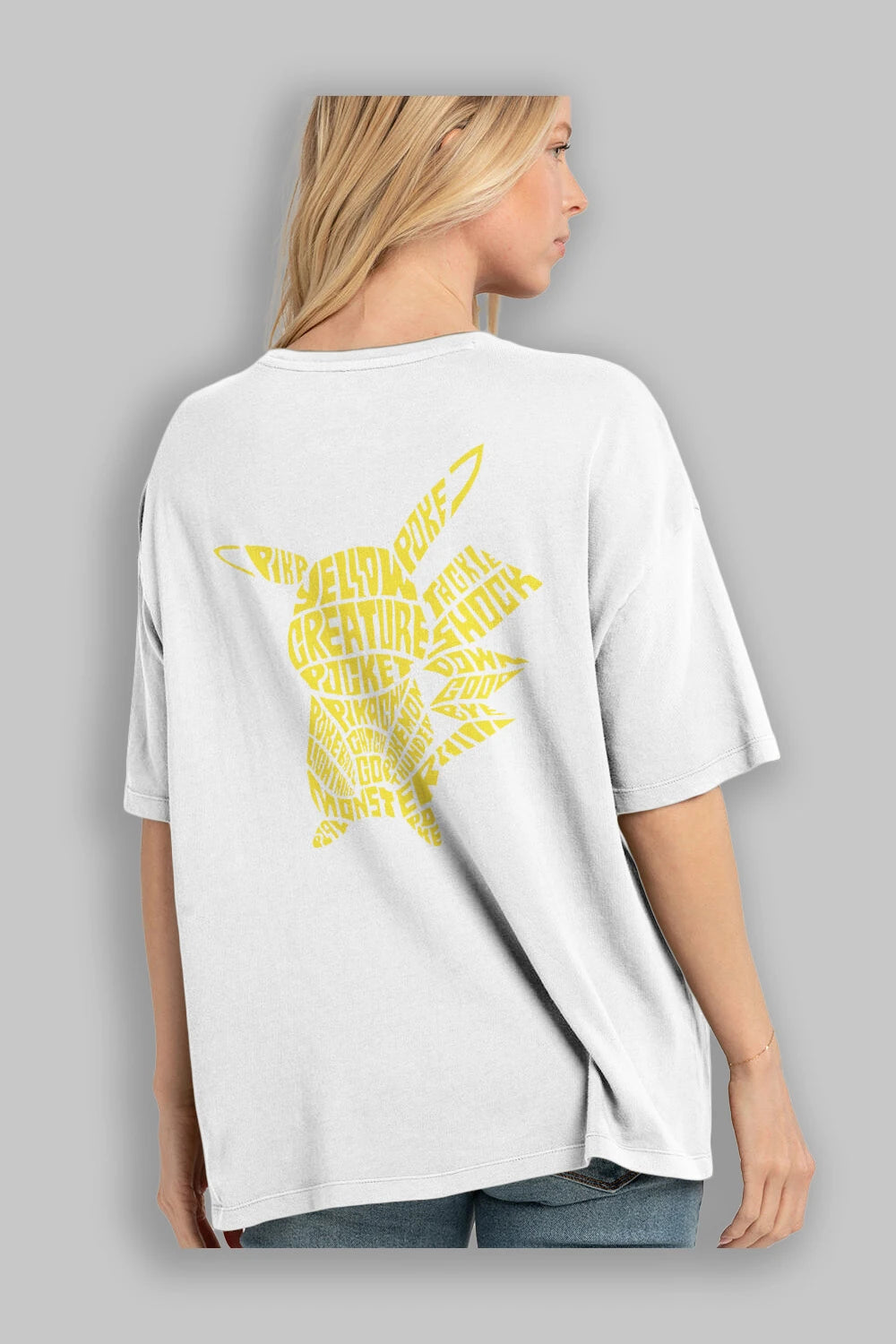 Pocket Monster Arka Baskılı Oversize t-shirt %100 pamuk Erkek Kadın Unisex