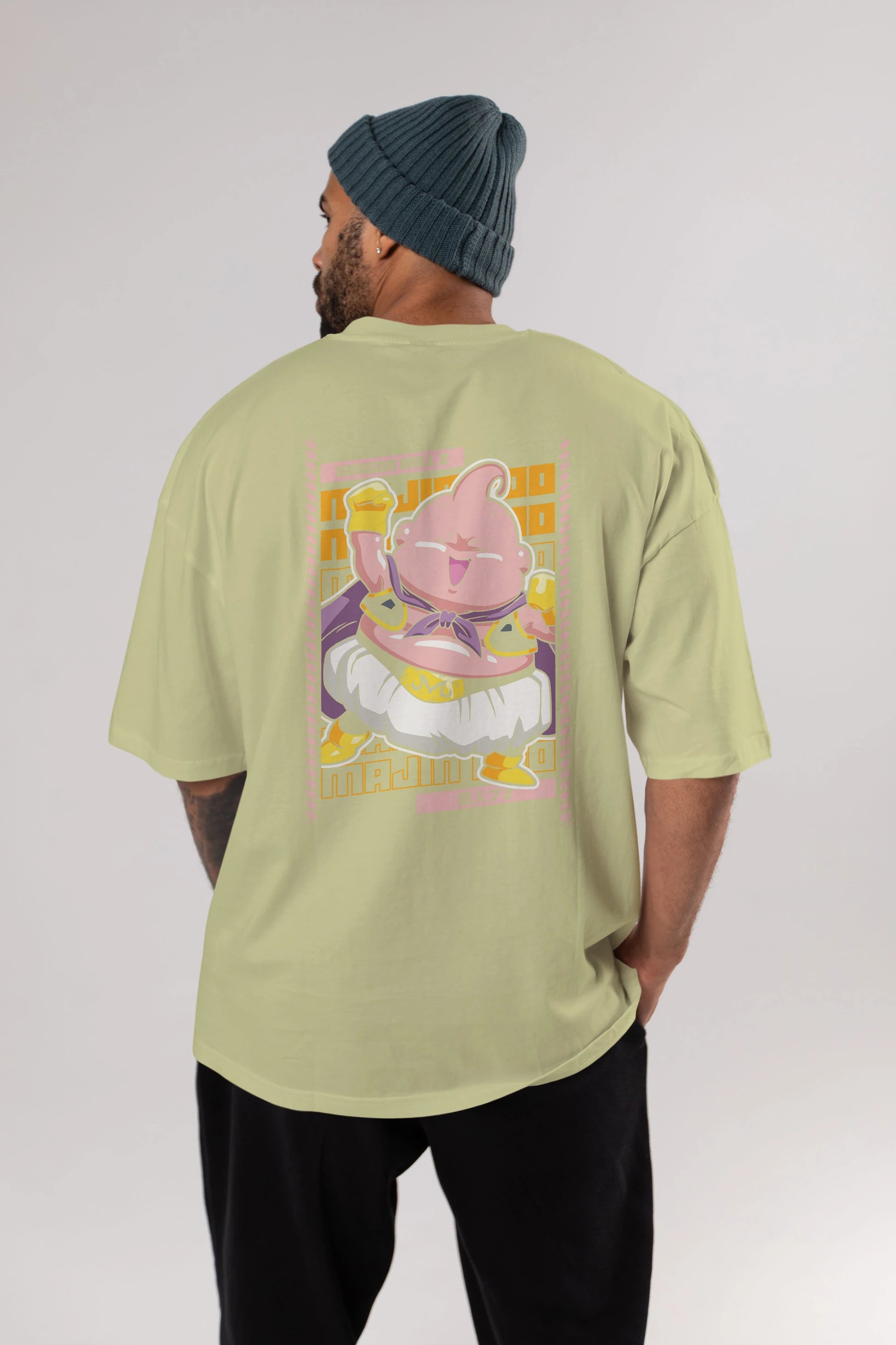 MAJIN BOO1 Anime Arka Baskılı Oversize t-shirt Erkek Kadın Unisex