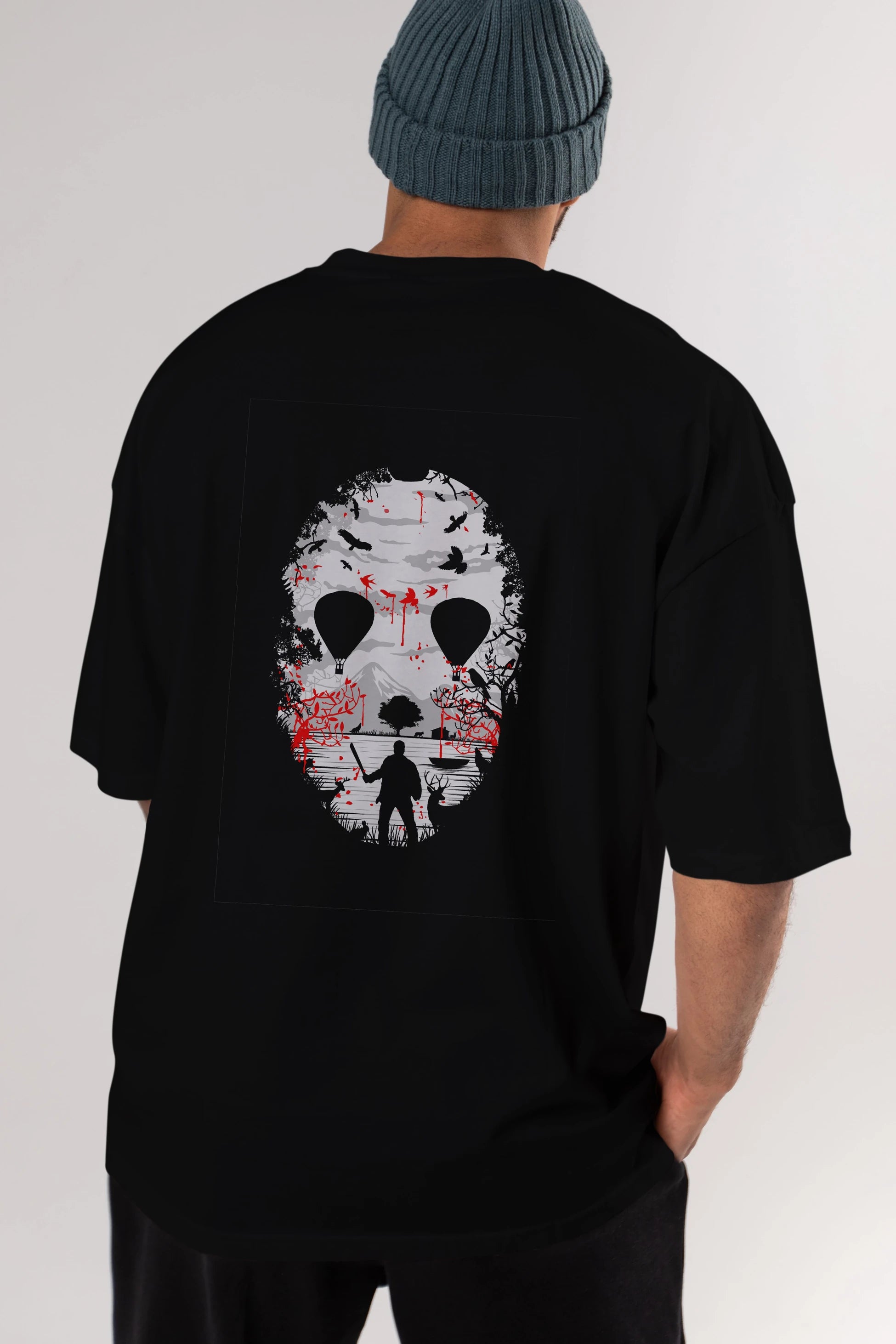 Crystal Lake Arka Baskılı Oversize t-shirt %100 pamuk Erkek Kadın Unisex
