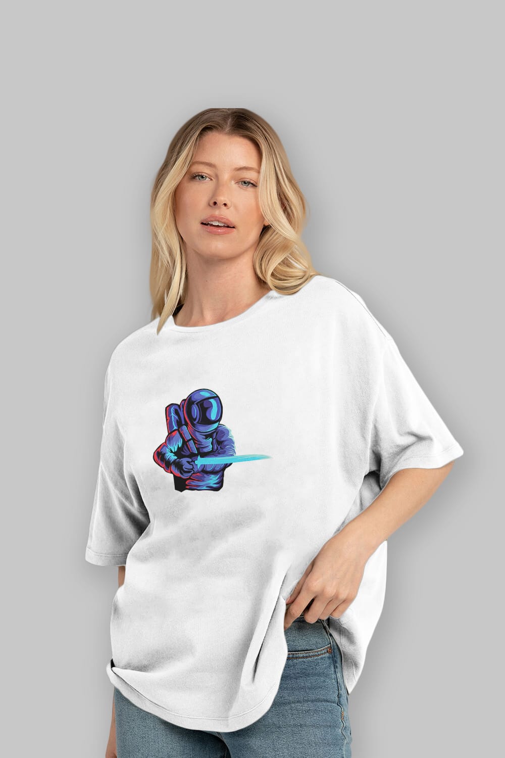 Astro Knight Sticker Ön Baskılı Oversize t-shirt Erkek Kadın Unisex