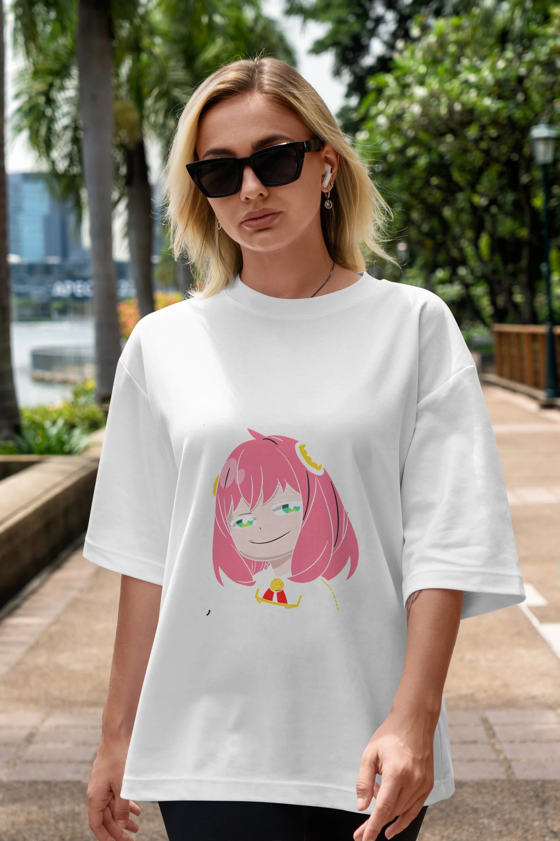 Anya SPYX FAMILY Anime Ön Baskılı Oversize t-shirt %100 pamuk Erkek Kadın Unisex