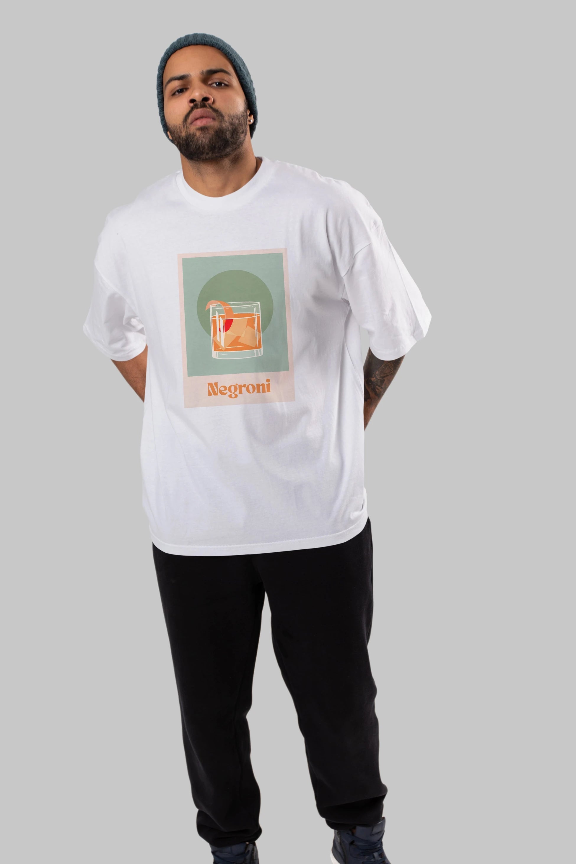 Negroni 5 Ön Baskılı Oversize t-shirt Erkek Kadın Unisex %100 Pamuk Bisiklet Yaka tişort