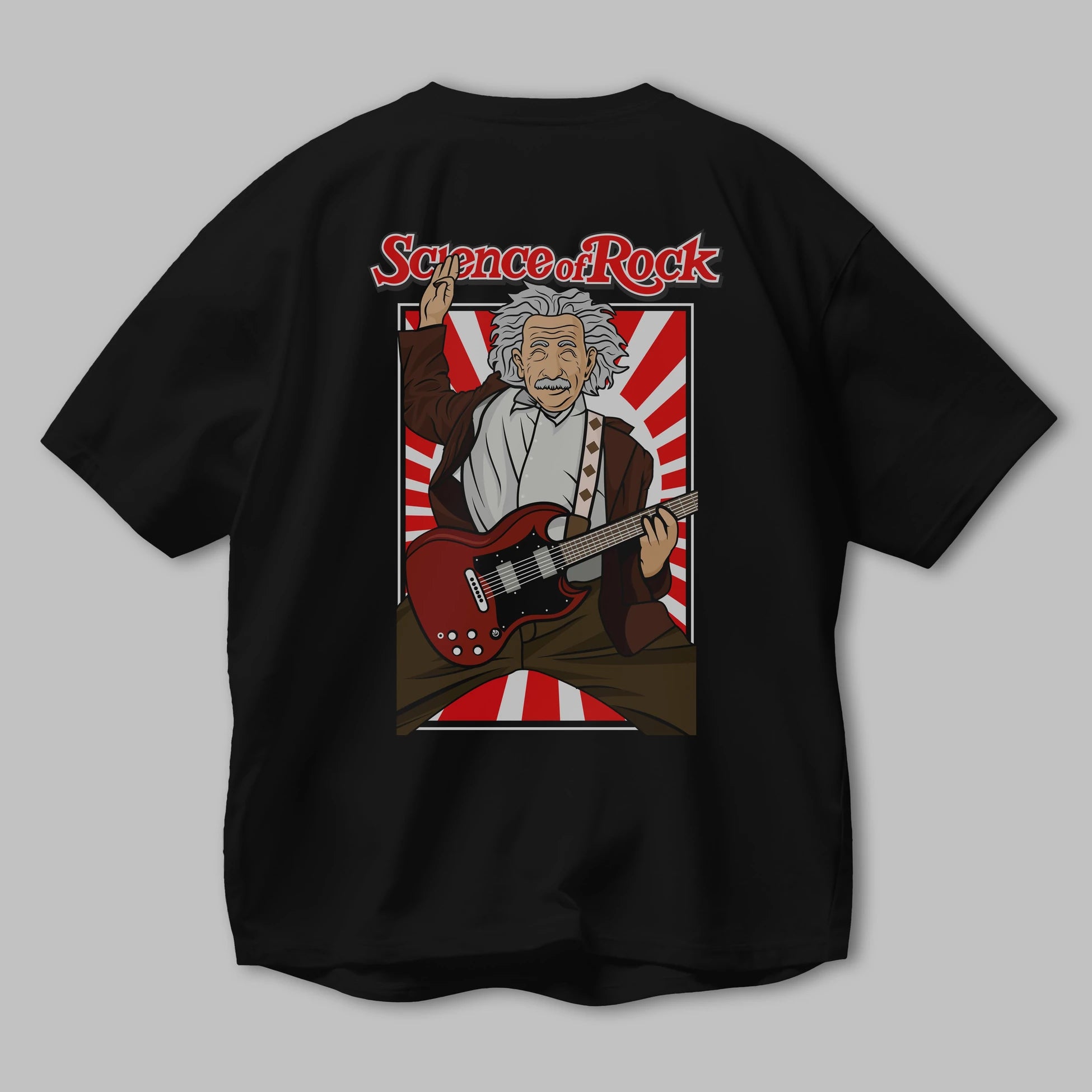 Einstein Science Of Rock Arka Baskılı Oversize t-shirt Erkek Kadın Unisex %100 Pamuk tişort