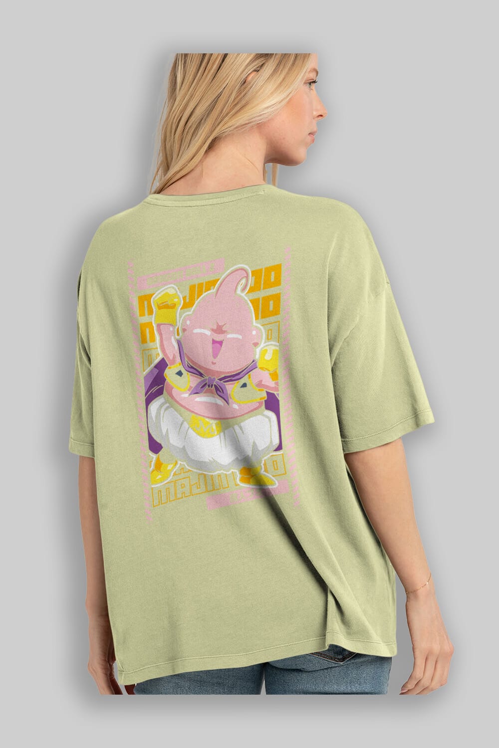 MAJIN BOO1 Anime Arka Baskılı Oversize t-shirt Erkek Kadın Unisex