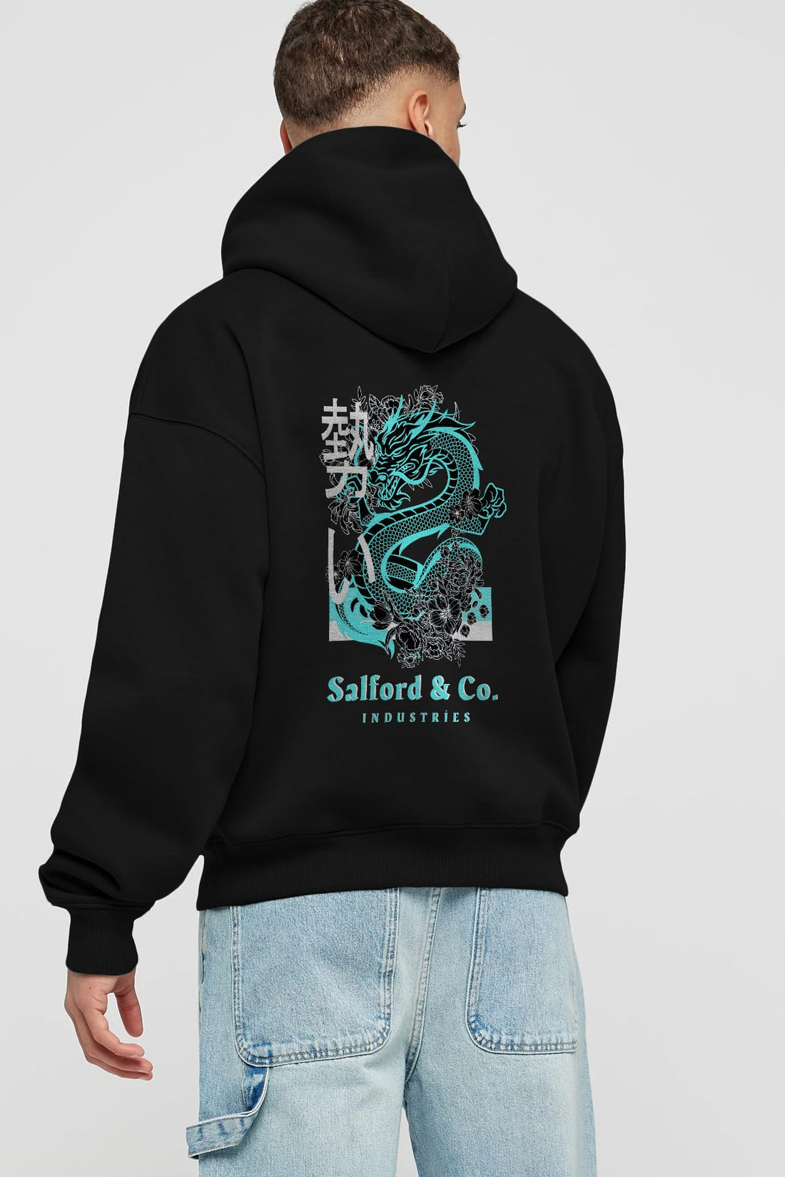 Dragon Arka Baskılı Oversize Hoodie Kapüşonlu Sweatshirt Erkek Kadın Unisex