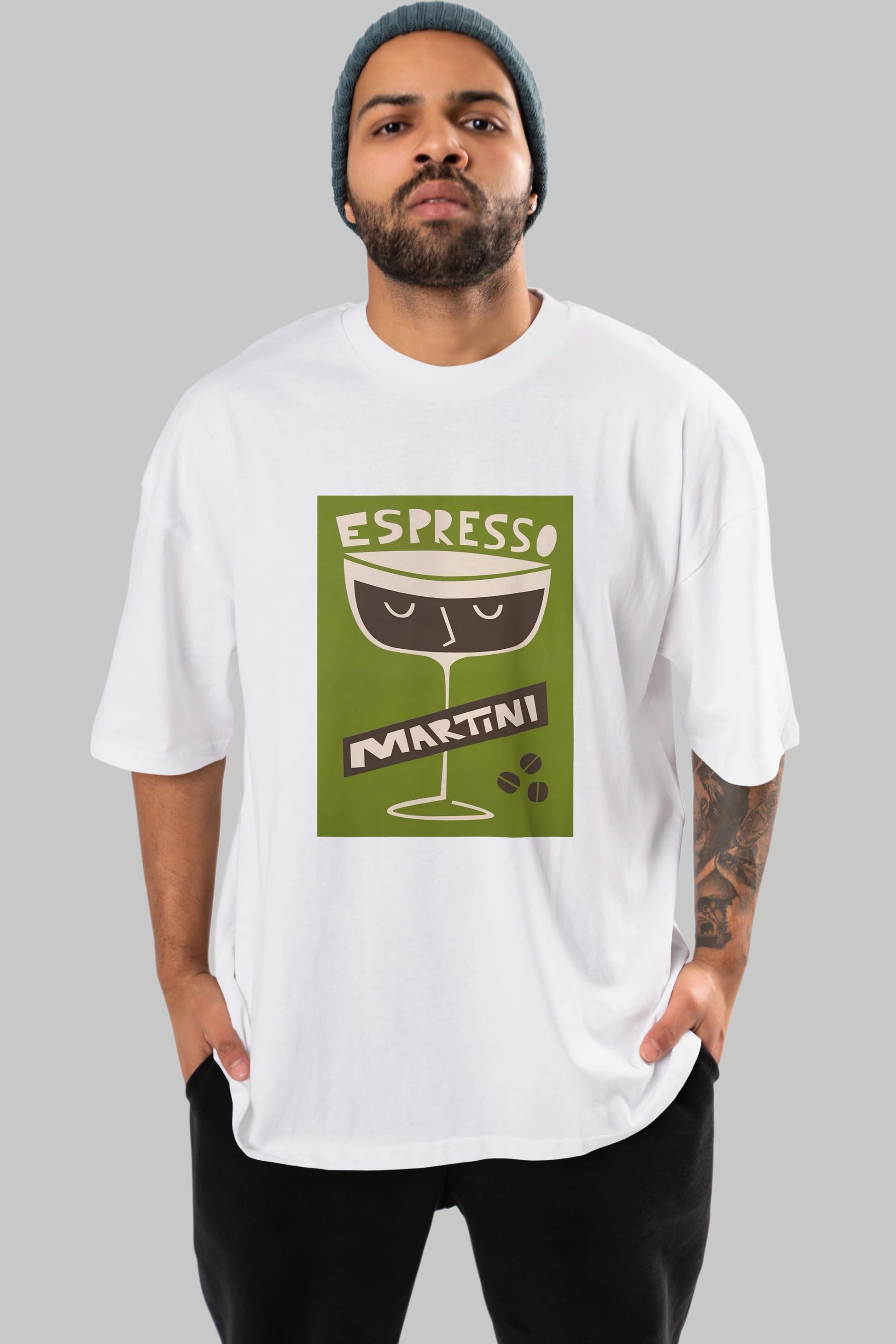Espresso Martini 2 Ön Baskılı Oversize t-shirt Erkek Kadın Unisex %100 Pamuk Bisiklet Yaka tişort