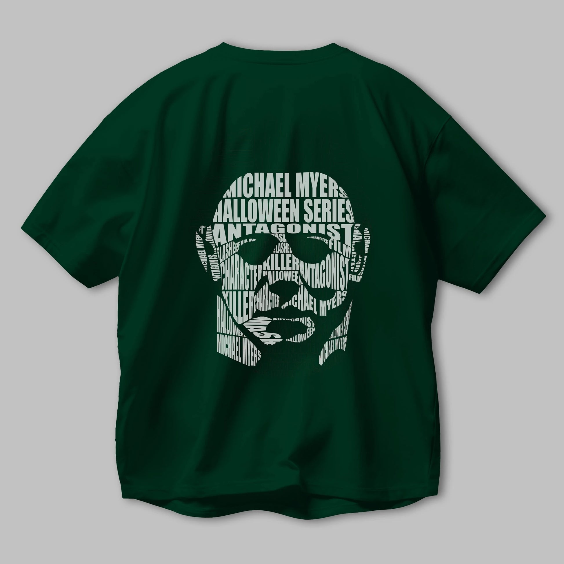 Michael Myers Calligram Arka Baskılı Oversize t-shirt %100 pamuk Erkek Kadın Unisex