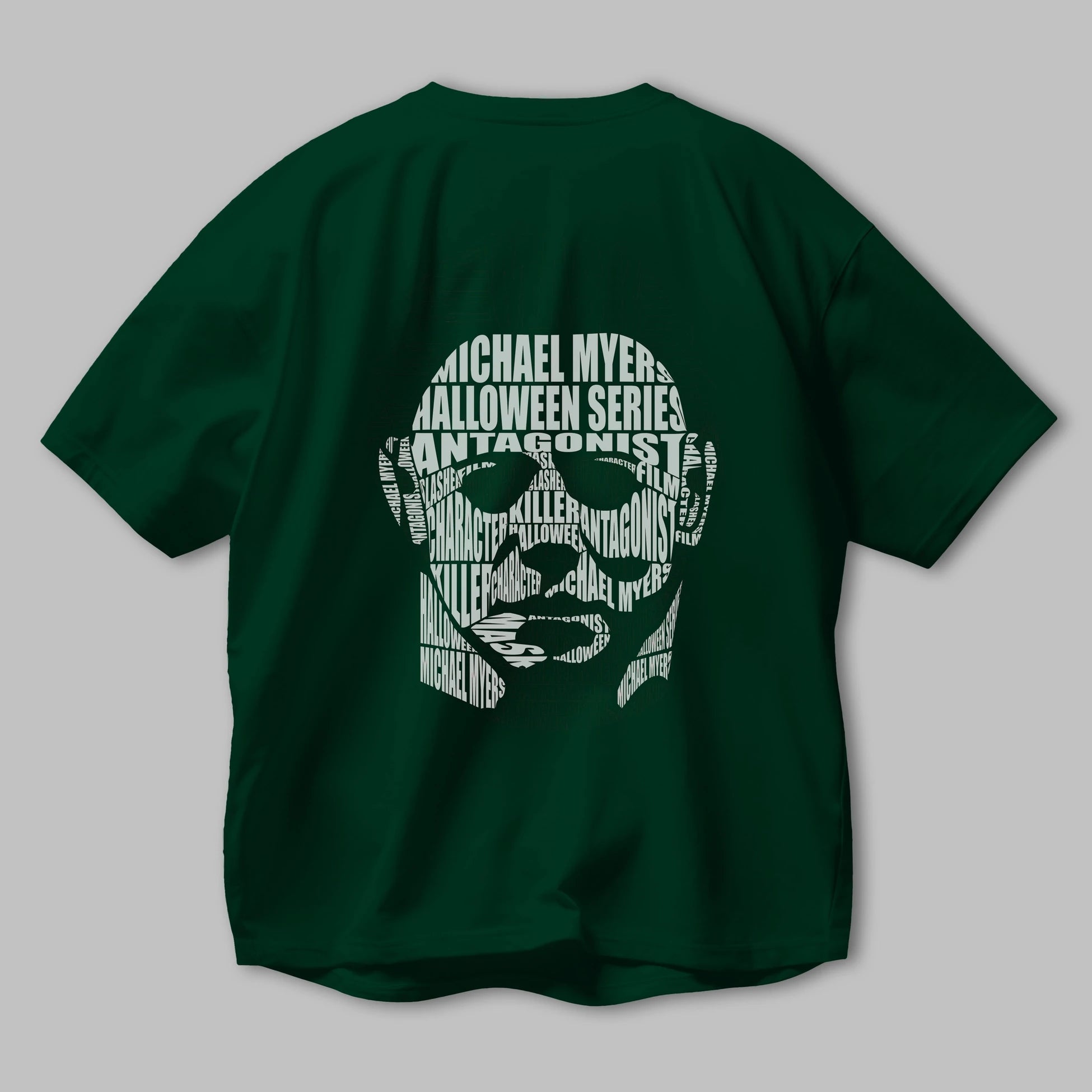 Michael Myers Calligram Arka Baskılı Oversize t-shirt %100 pamuk Erkek Kadın Unisex