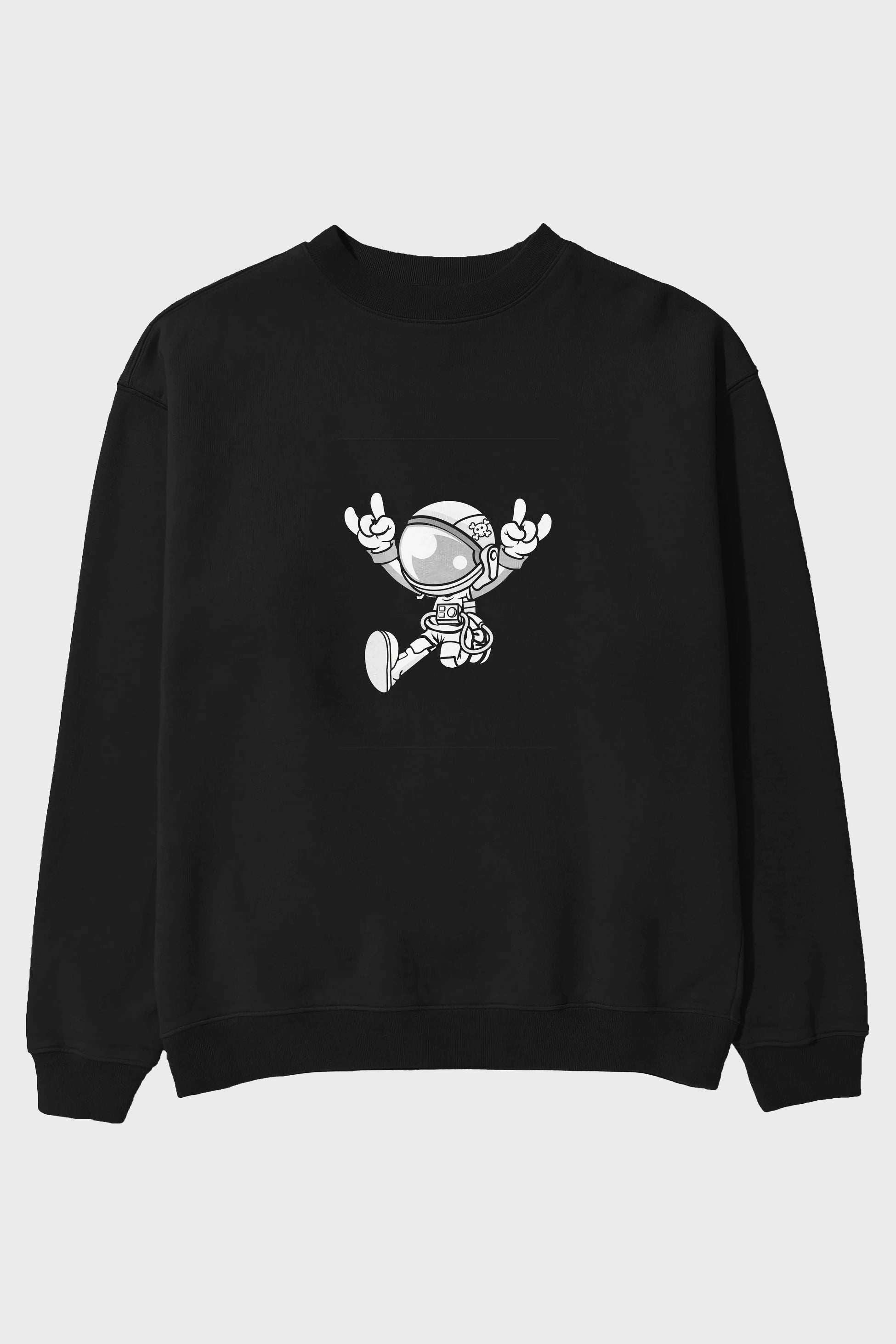 Astronaut Metal Ön Baskılı Oversize Sweatshirt Erkek Kadın Unisex