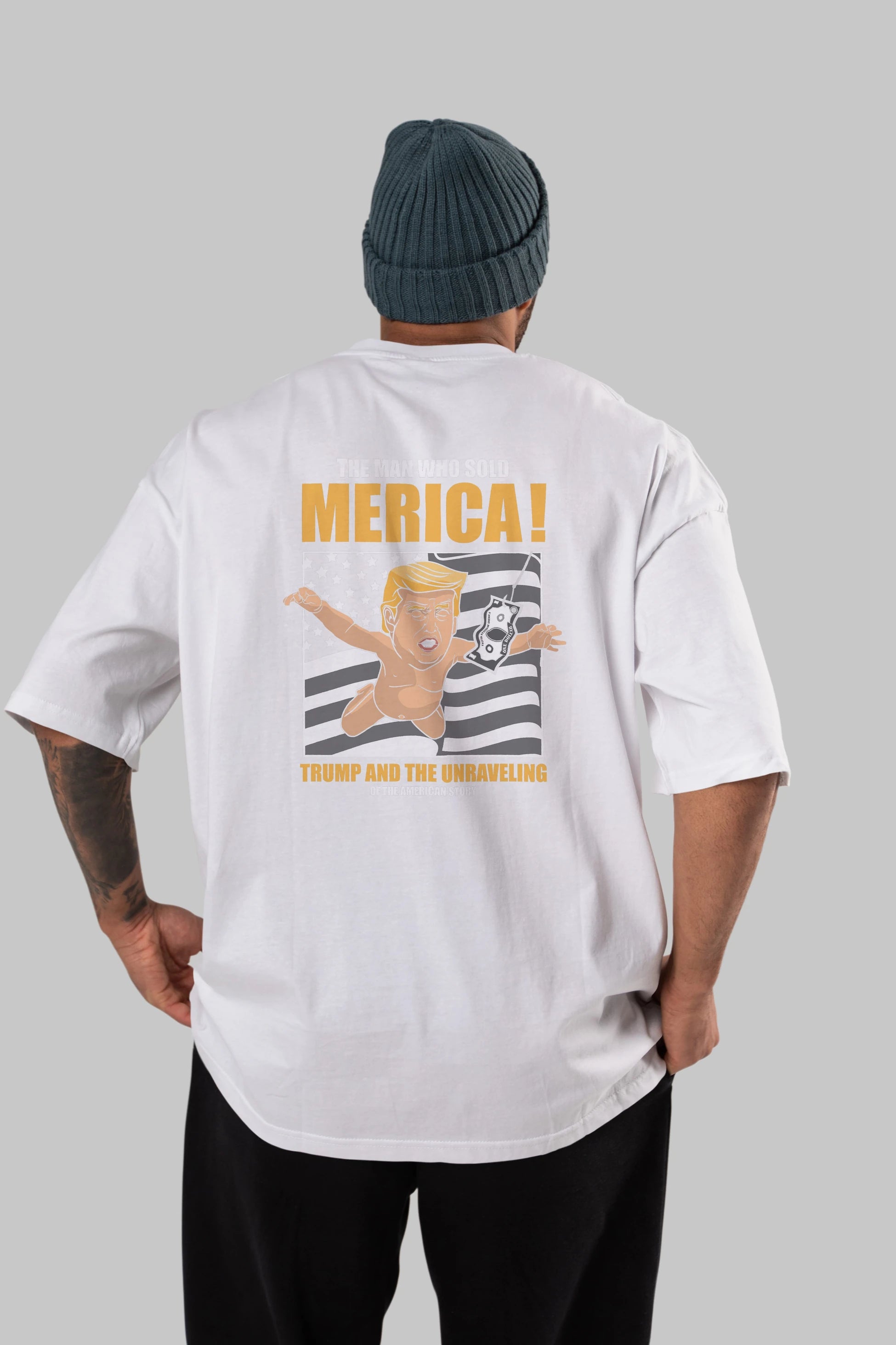 Trump Nirvana Arka Baskılı Oversize t-shirt Erkek Kadın Unisex %100 Pamuk tişort