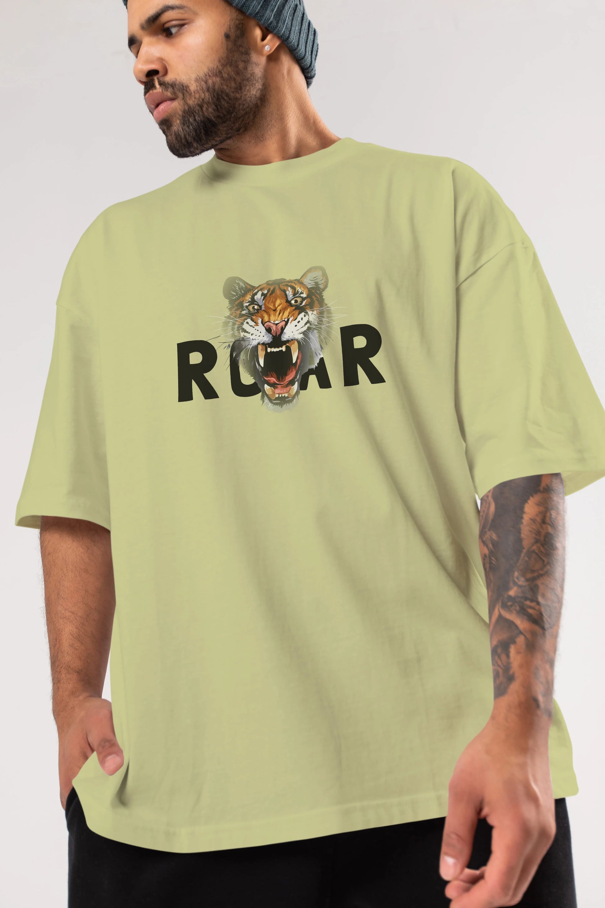 Teddy Bear Roar Ön Baskılı Oversize t-shirt Erkek Kadın Unisex %100 Pamuk