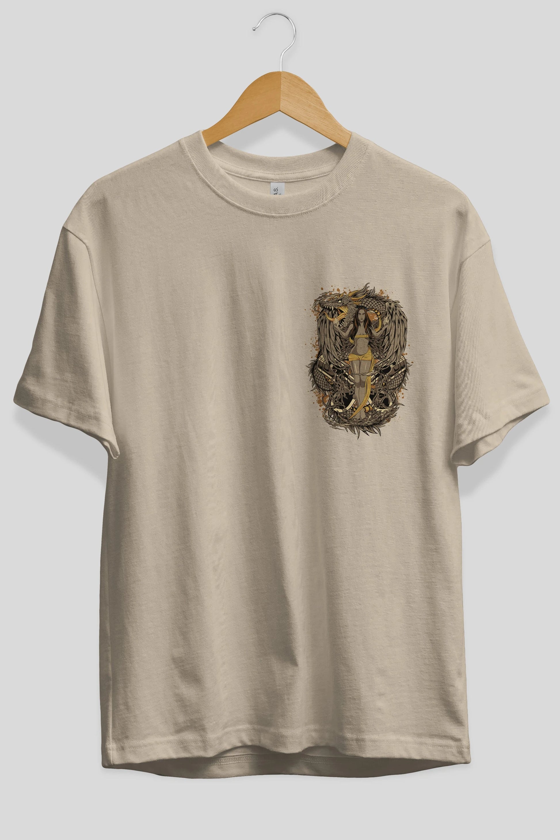 TRIBAL (3) Ön Sol Baskılı Oversize t-shirt Erkek Kadın Unisex %100 Pamuk Bisiklet Yaka tişort