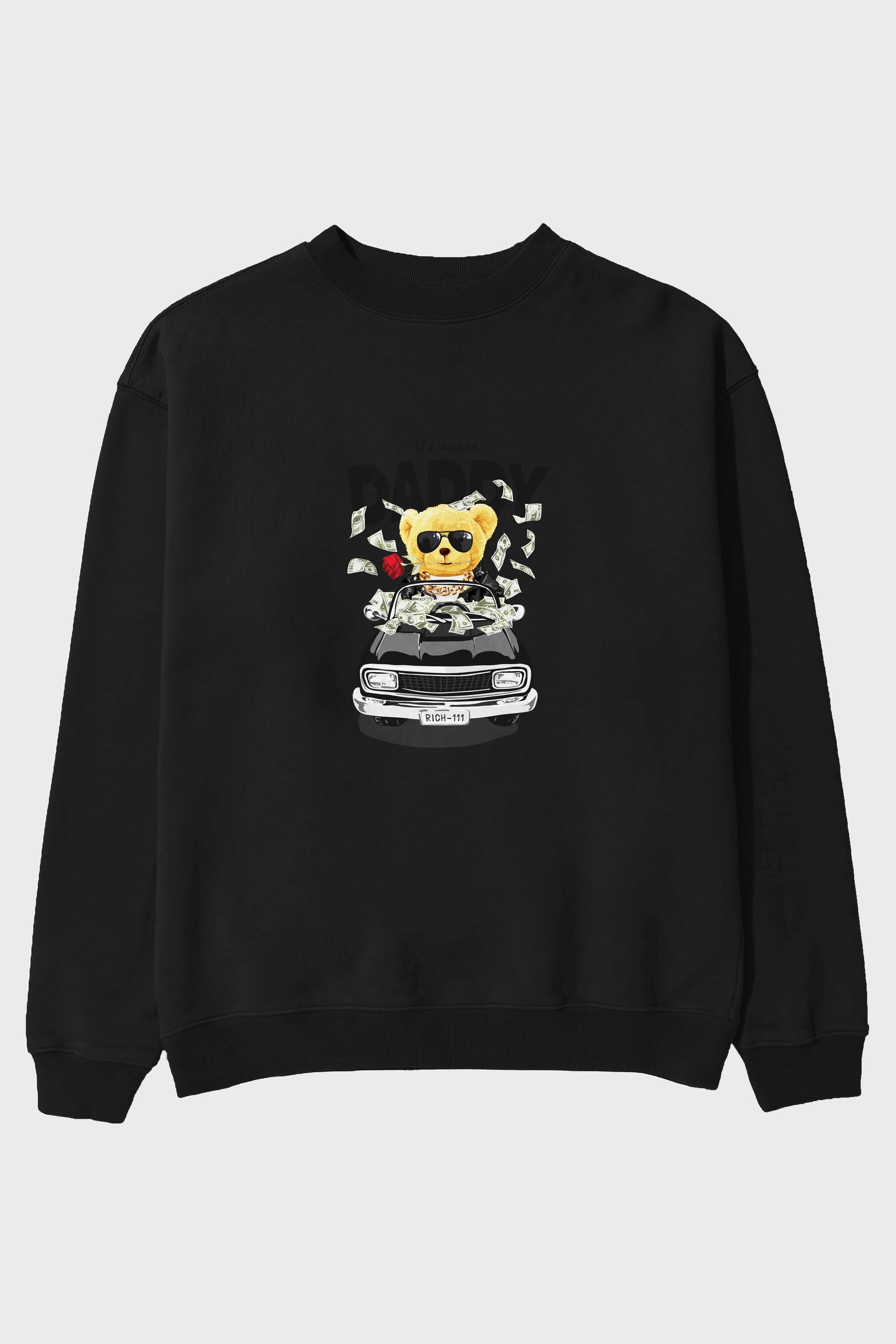 Teddy Bear Daddy Ön Baskılı Oversize Sweatshirt Erkek Kadın Unisex