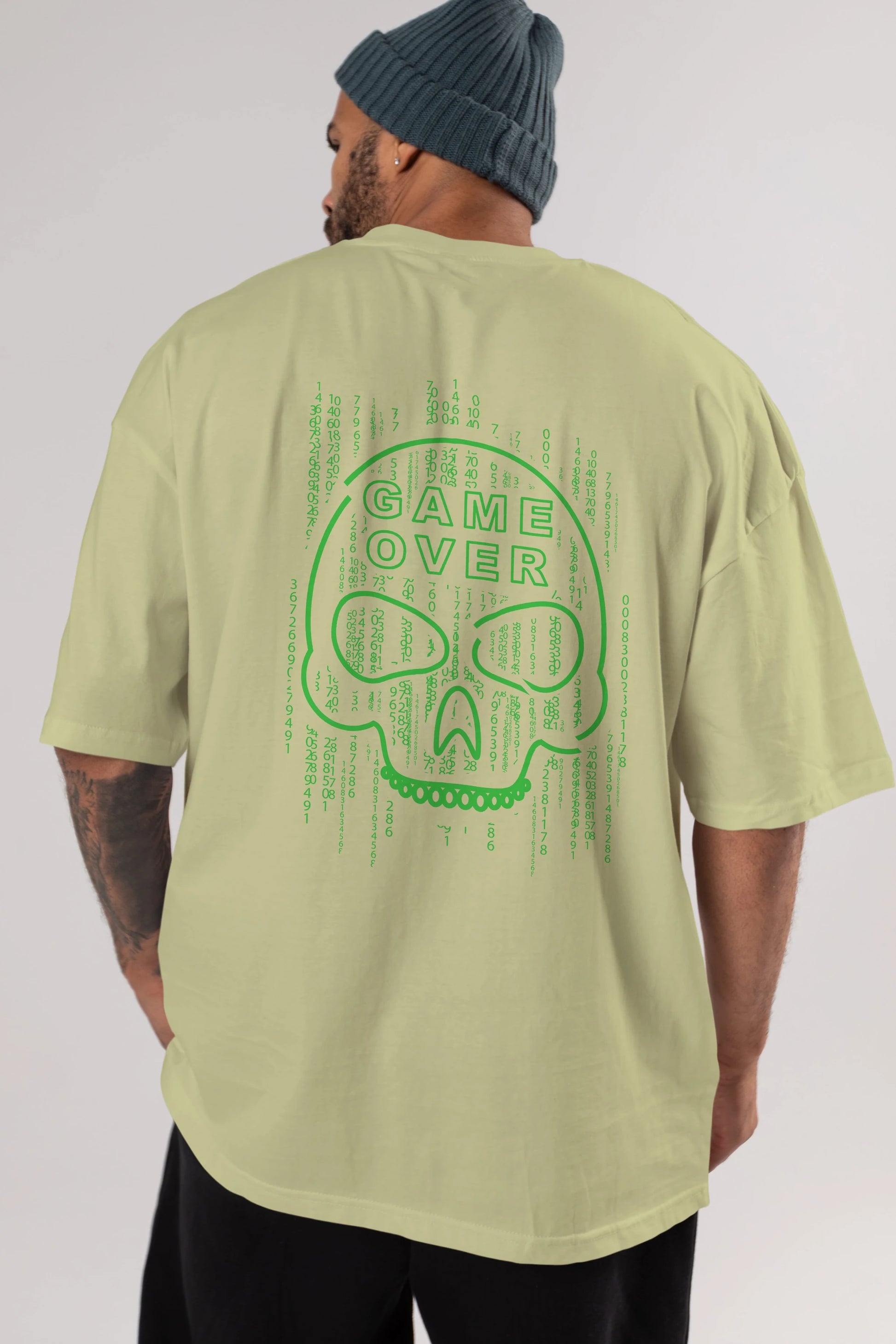 Game Over Arka Baskılı Oversize t-shirt Erkek Kadın Unisex