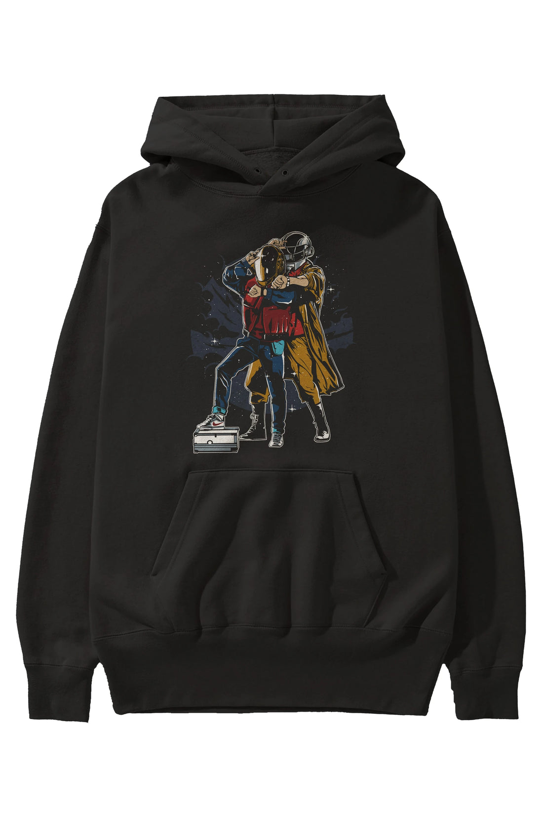 Back To The Beat Ön Baskılı Hoodie Oversize Kapüşonlu Sweatshirt Erkek Kadın Unisex