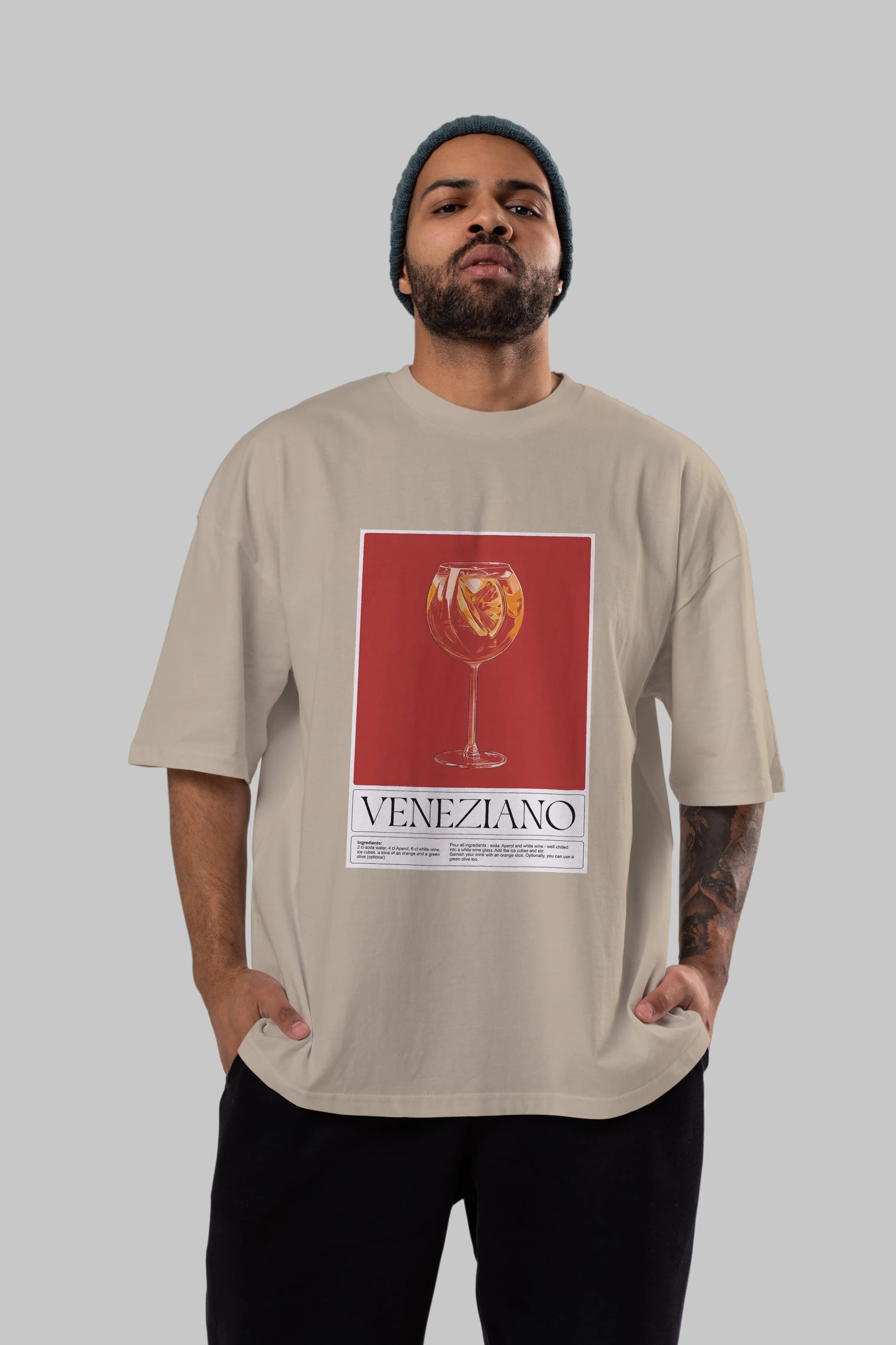 Veneziano Ön Baskılı Oversize t-shirt Erkek Kadın Unisex %100 Pamuk Bisiklet Yaka tişort