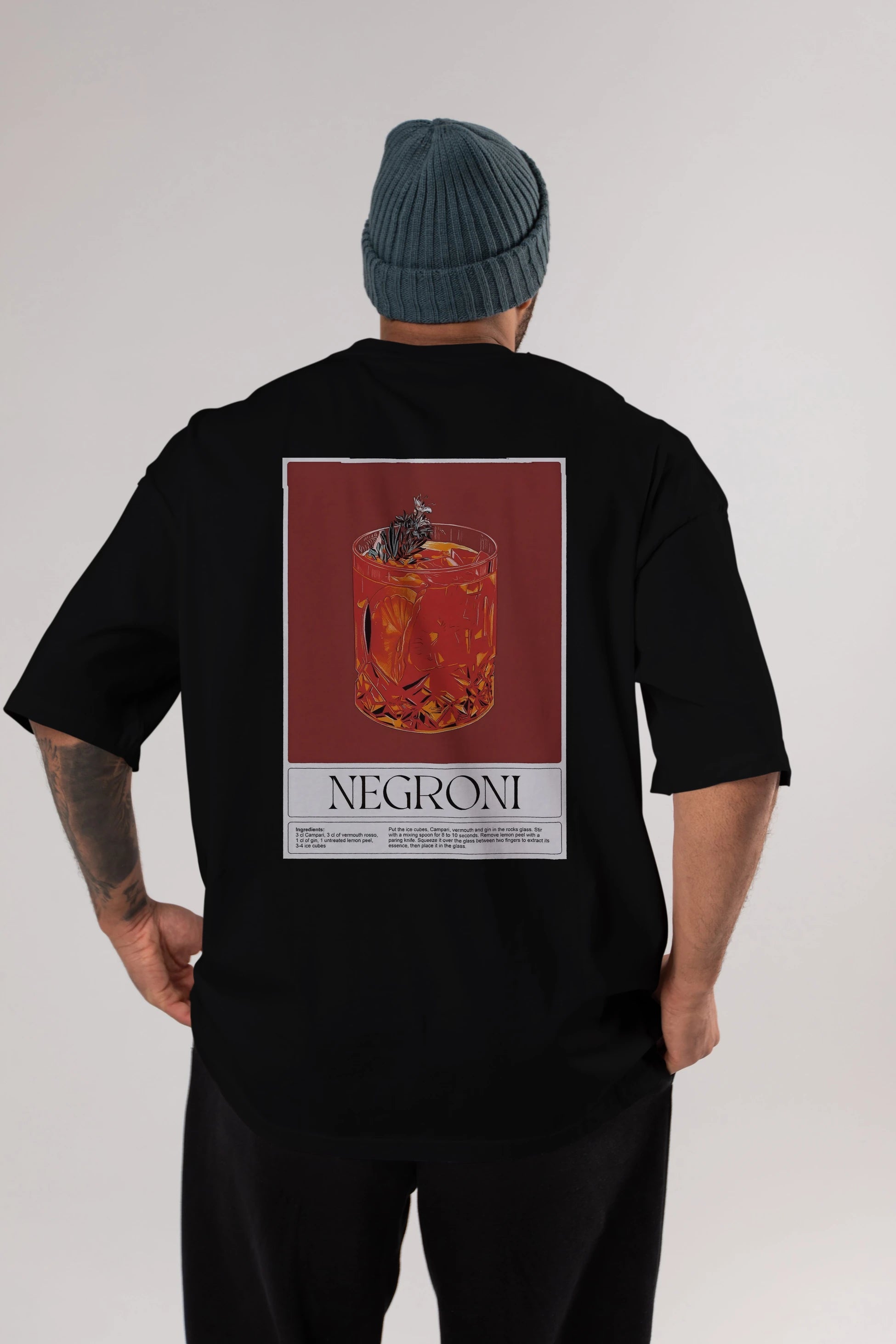 Negroni 2 Arka Baskılı Oversize t-shirt Erkek Kadın Unisex %100 Pamuk Bisiklet Yaka tişort