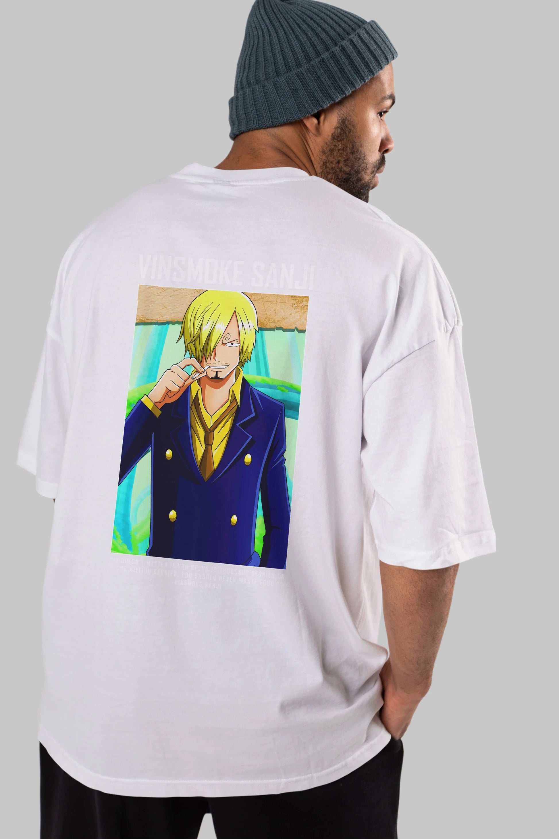 Sanji 2 Anime Arka Baskılı Oversize t-shirt Erkek Kadın Unisex %100 pamuk tişort