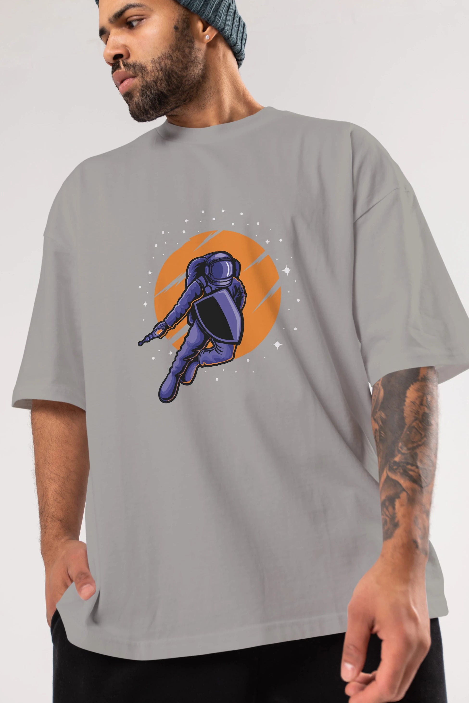 Astro Wars Ön Baskılı Oversize t-shirt Erkek Kadın Unisex