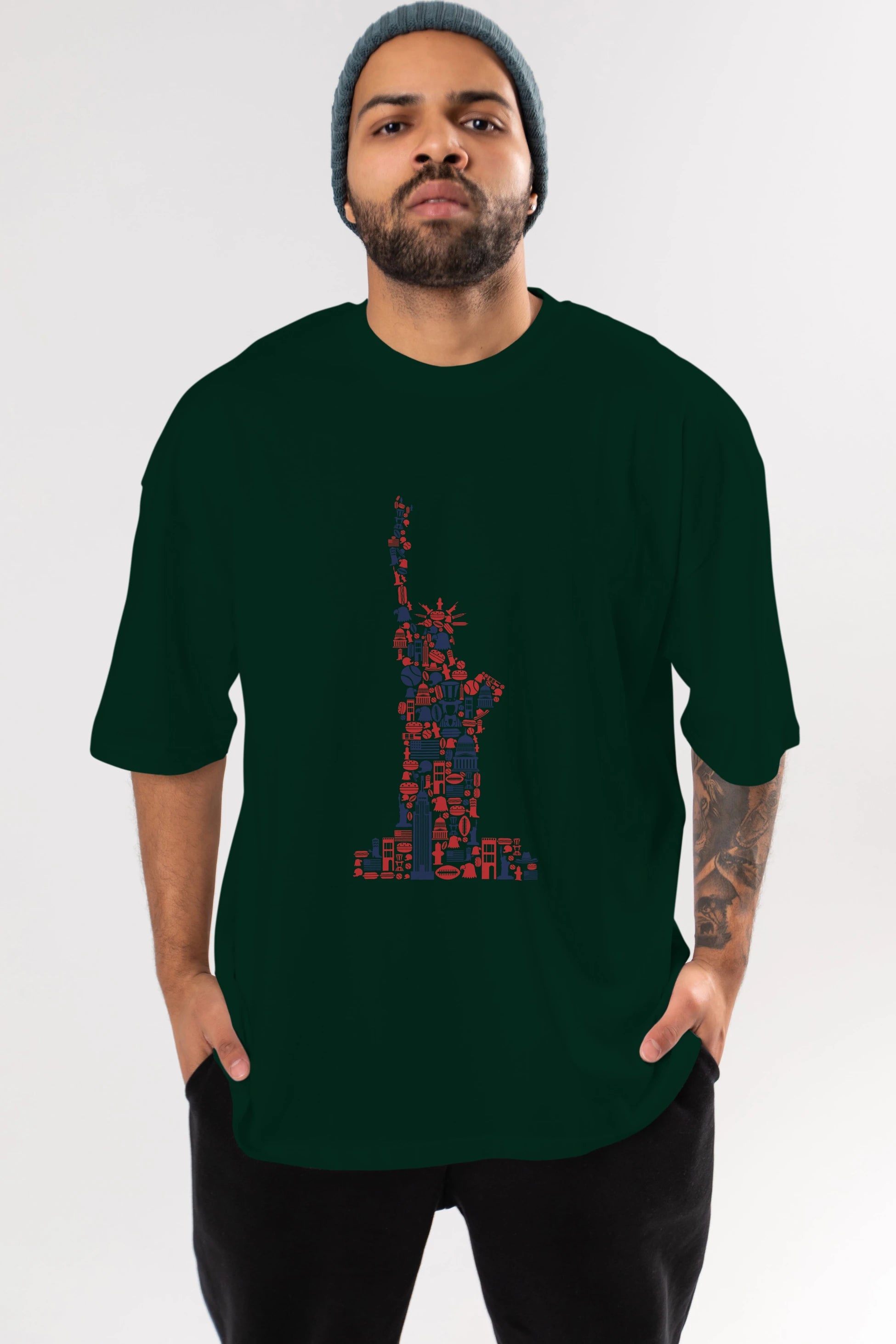 Liberty Ön Baskılı Oversize t-shirt %100 pamuk Erkek Kadın Unisex