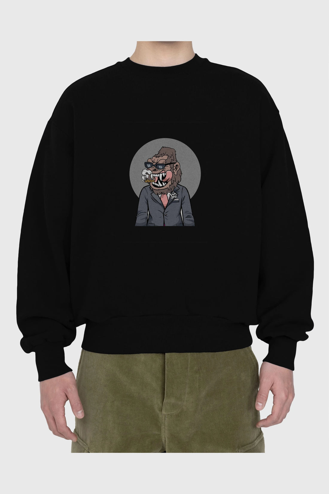 Monkey Suits Ön Baskılı Oversize Sweatshirt Erkek Kadın Unisex