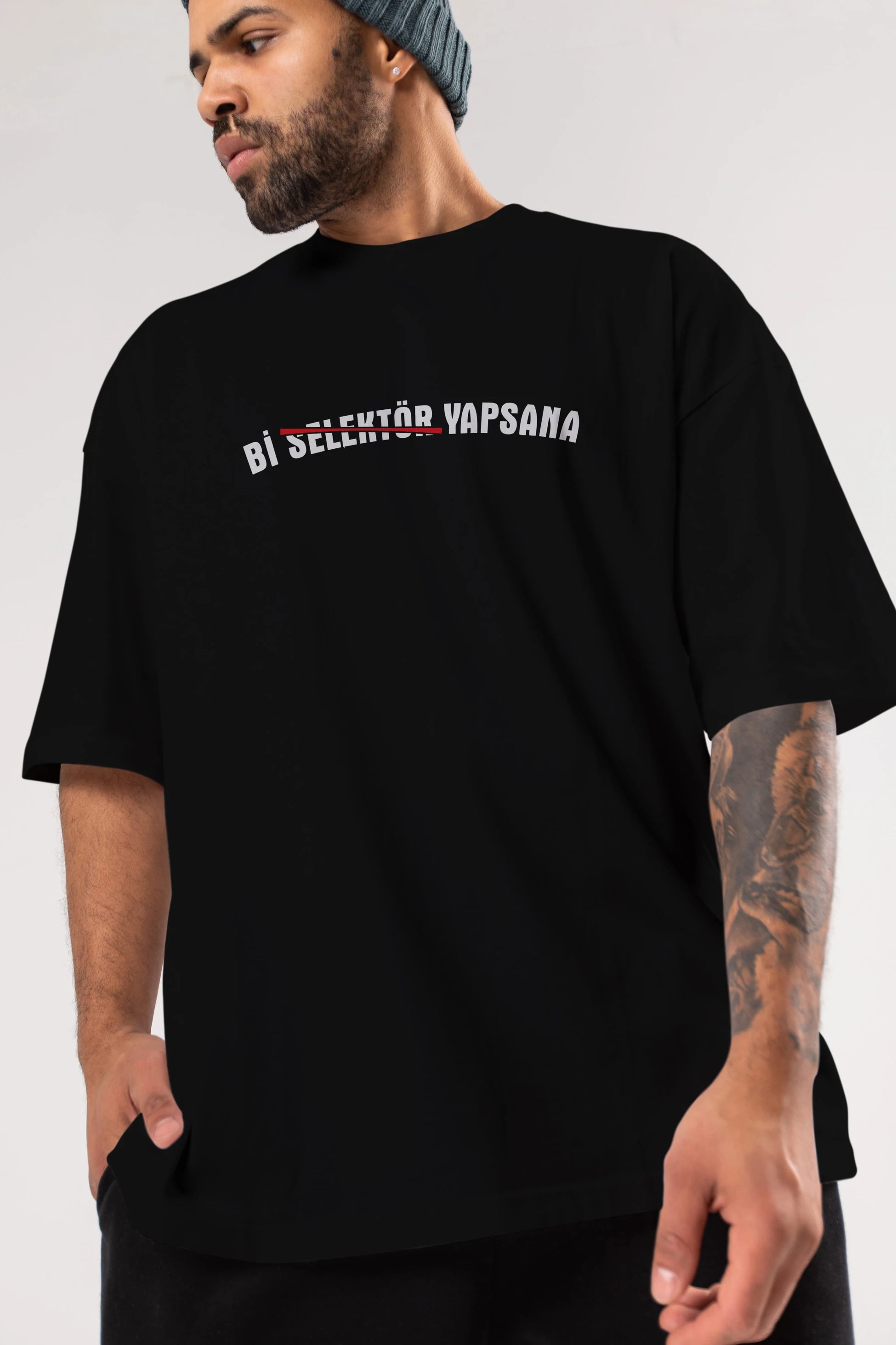 Bi Selektör Yapsana Ön Baskılı Oversize t-shirt %100 pamuk Erkek Kadın Unisex