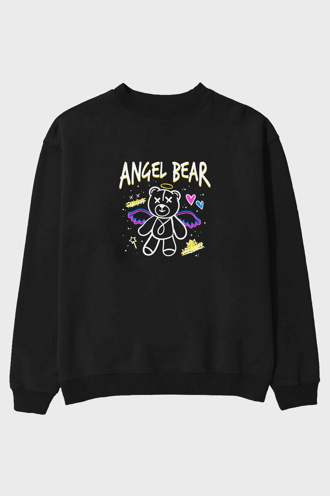 Angel Bear Ön Baskılı Oversize Sweatshirt Erkek Kadın Unisex