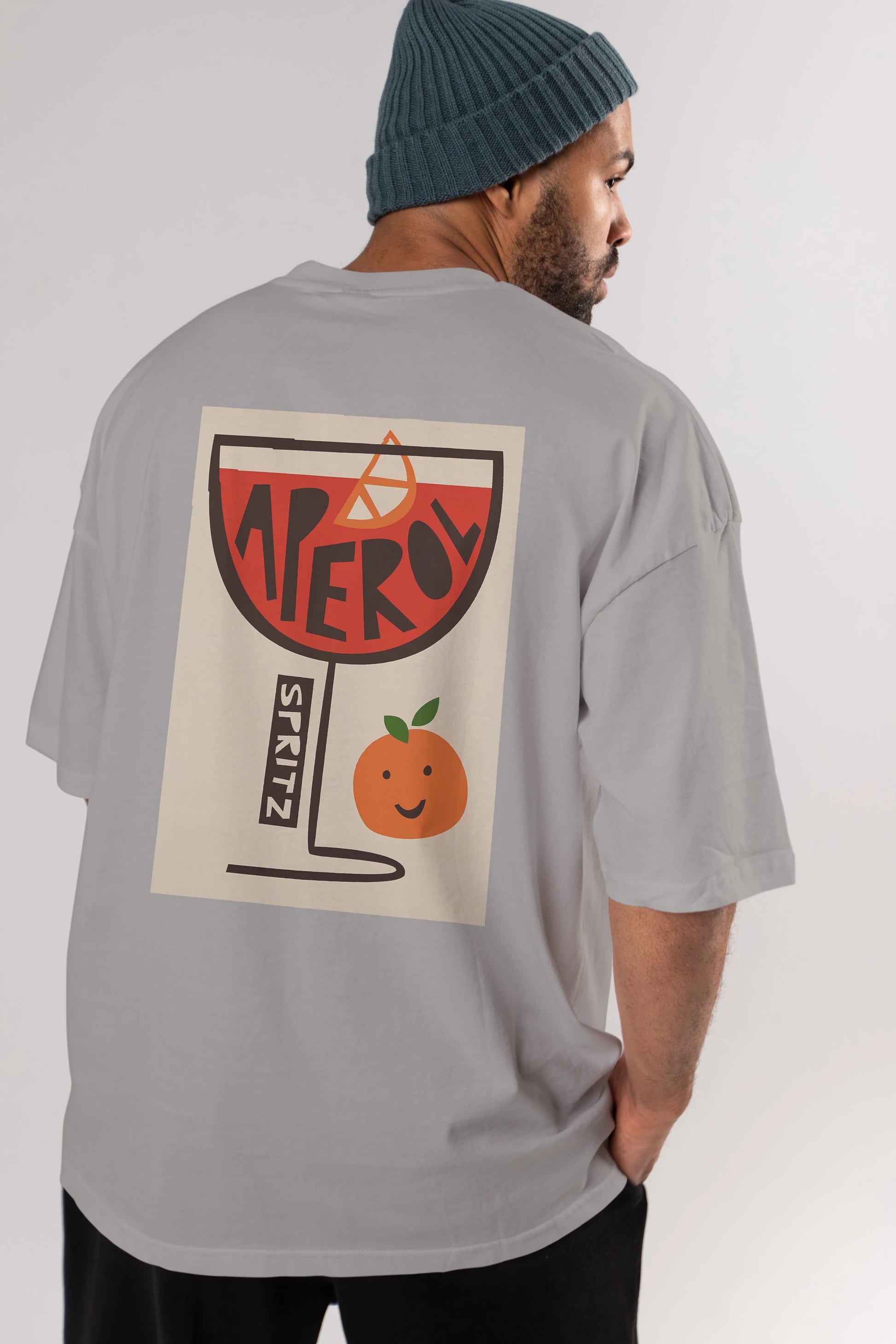 Aperol Spritz 9 Arka Baskılı Oversize t-shirt Erkek Kadın Unisex %100 Pamuk Bisiklet Yaka tişort