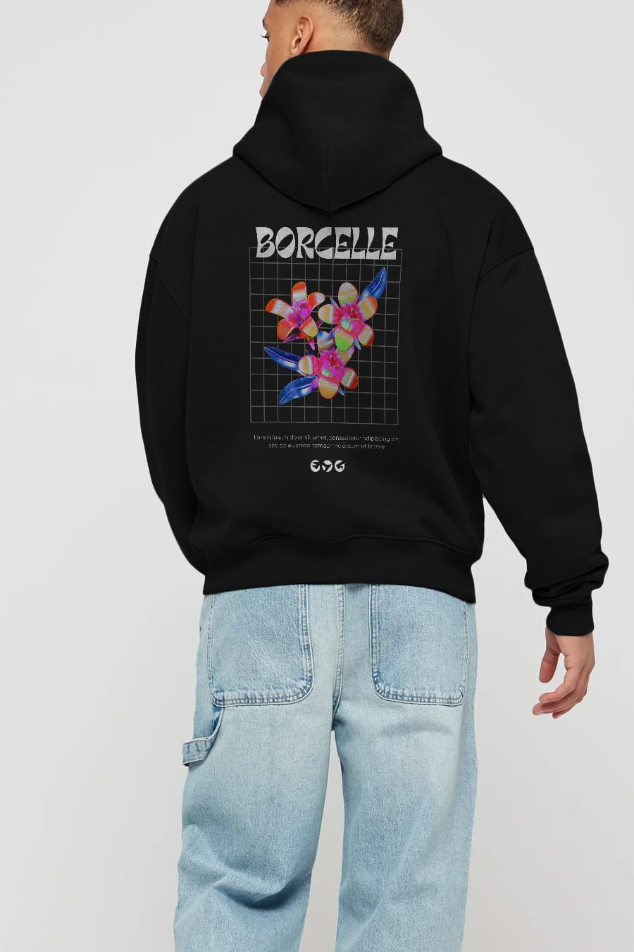 Borcelle Streetwear Arka Baskılı Oversize Hoodie Kapüşonlu Sweatshirt Erkek Kadın Unisex