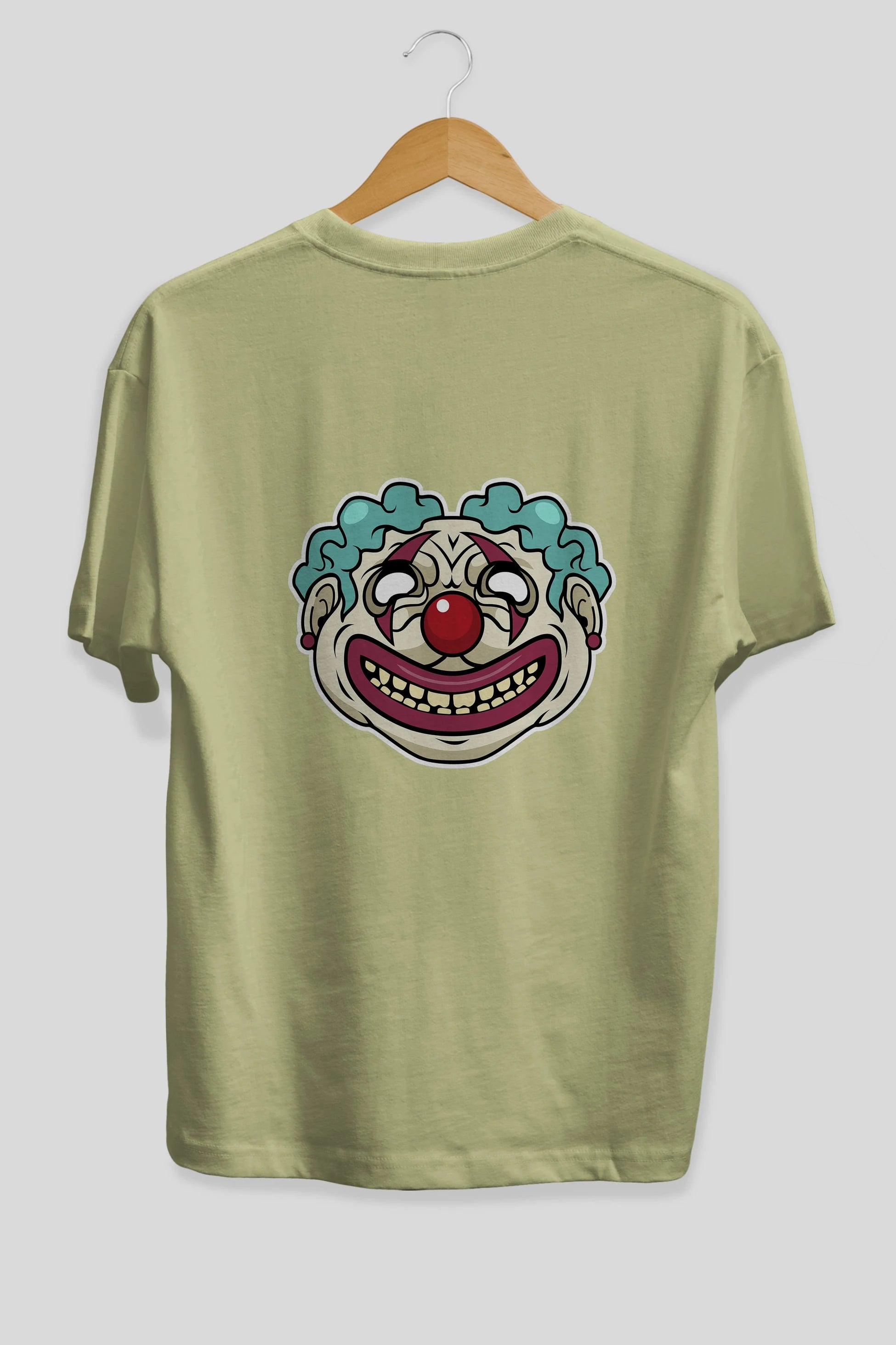 Clown Head Arka Baskılı Oversize t-shirt Erkek Kadın Unisex %100 Pamuk tişort