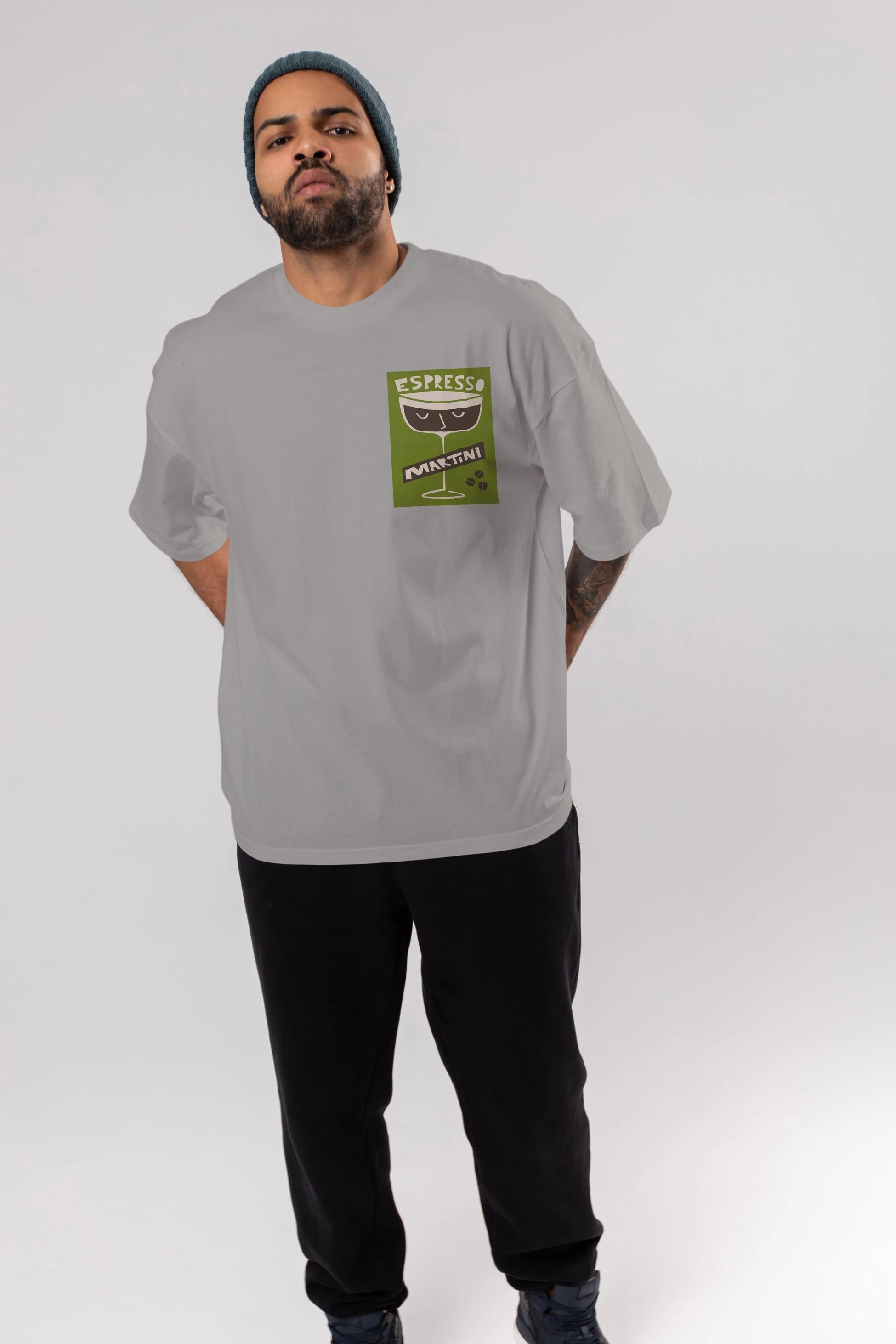 Espresso Martini 2 Ön Sol Baskılı Oversize t-shirt Erkek Kadın Unisex %100 Pamuk Bisiklet Yaka tişort