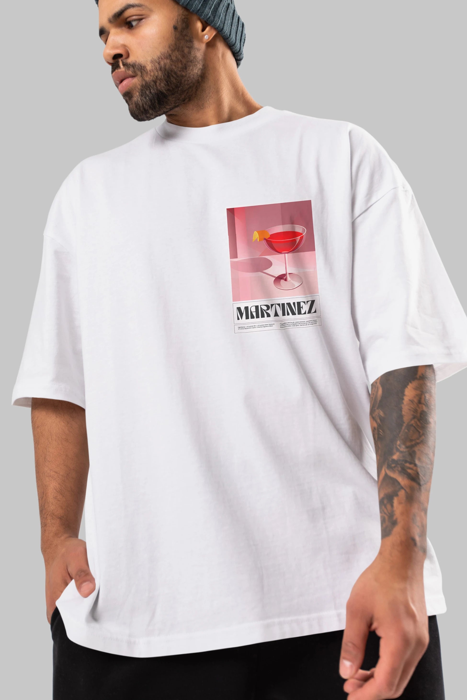Martinez Ön Sol Baskılı Oversize t-shirt Erkek Kadın Unisex %100 Pamuk Bisiklet Yaka tişort