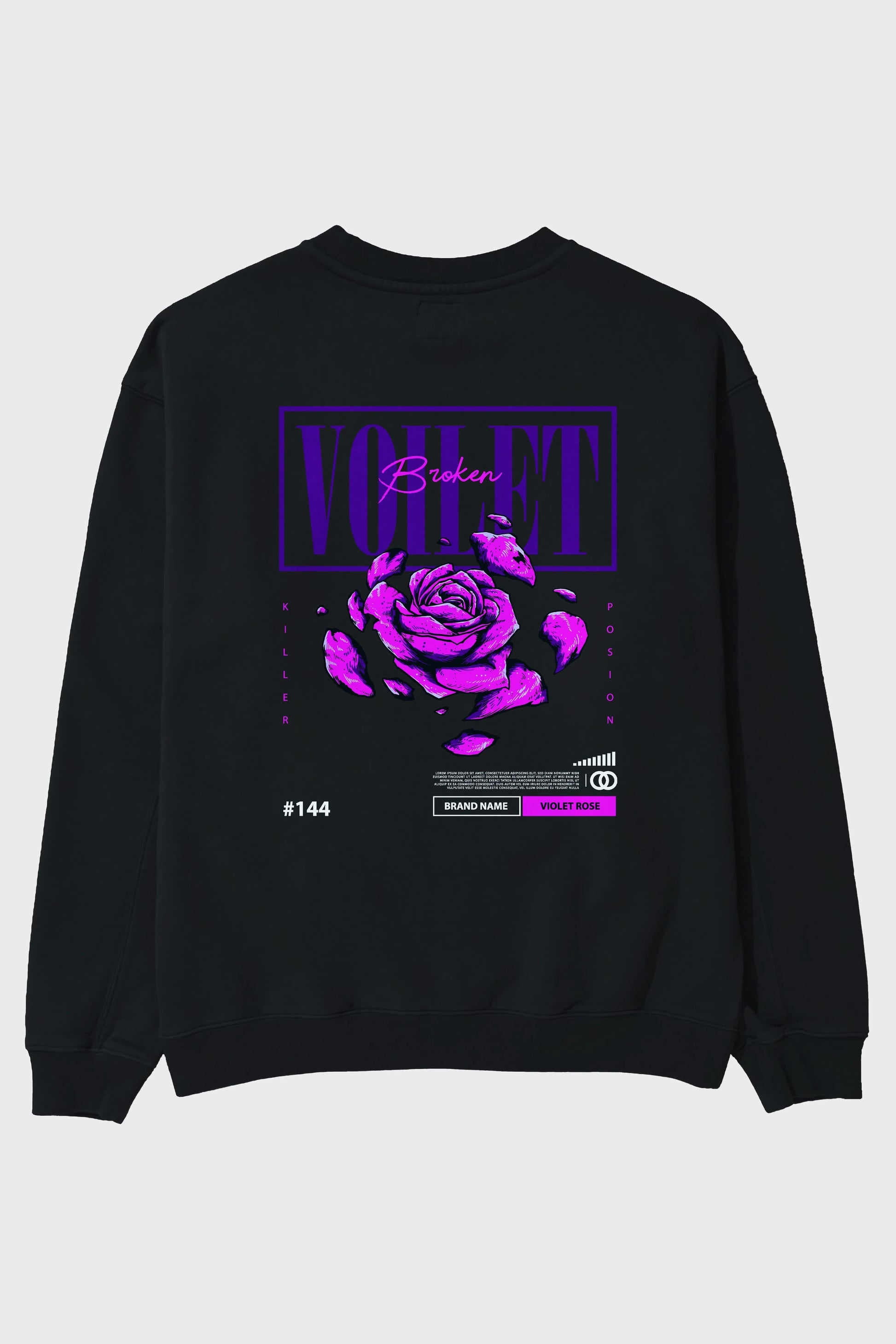 Voilet Broken Arka Baskılı Oversize Sweatshirt Erkek Kadın Unisex