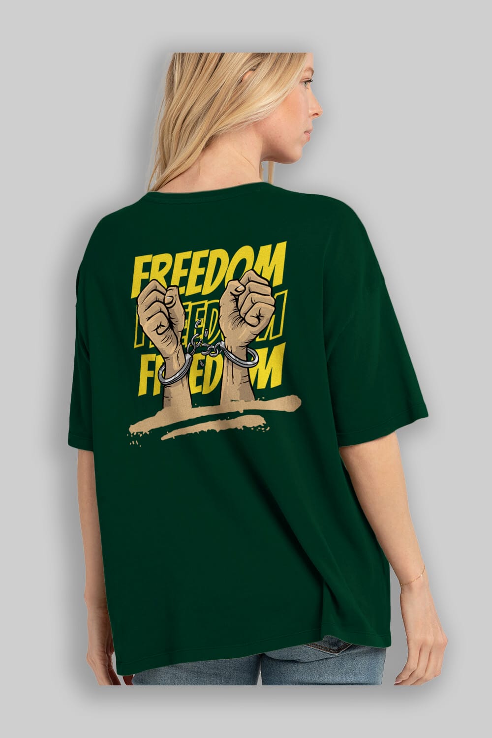 Freedom Yazılı Arka Baskılı Oversize t-shirt Erkek Kadın Unisex