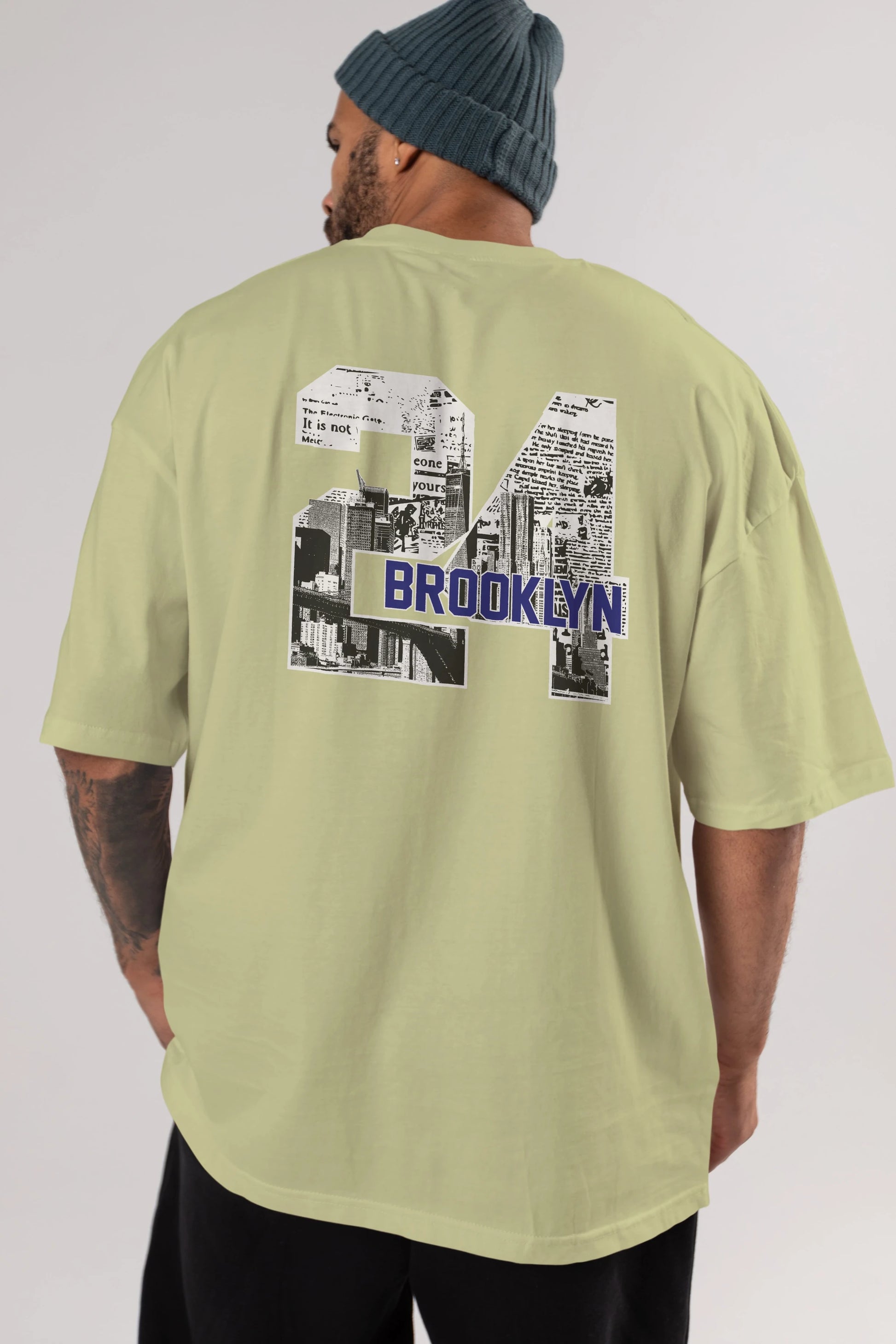Brooklyn 24 Arka Baskılı Oversize t-shirt Erkek Kadın Unisex