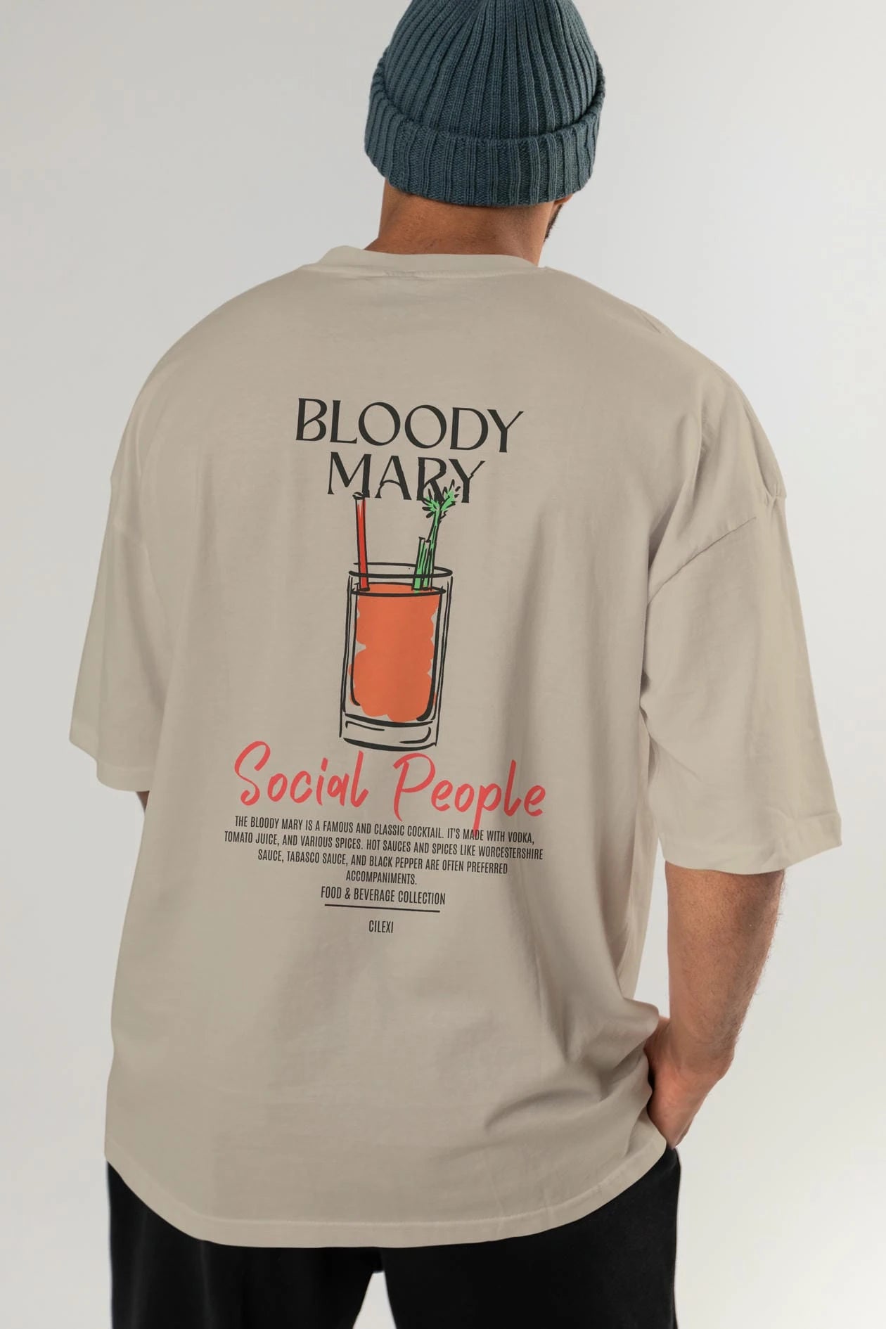 Bloody Mary Kokteyl Serisi Baskılı Oversize t-shirt Erkek Kadın Unisex %100 Pamuk Bisiklet Yaka tişort