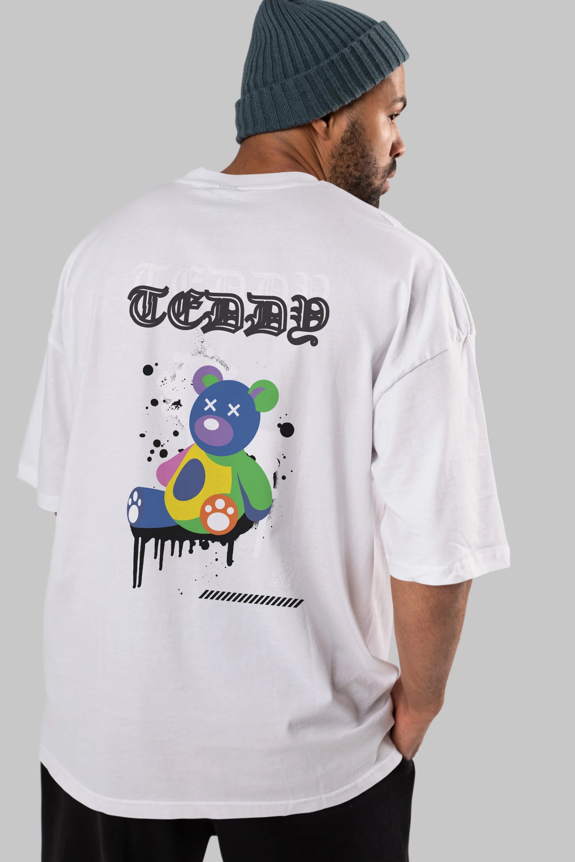 Teddy Bear Arka Baskılı Oversize t-shirt Erkek Kadın Unisex