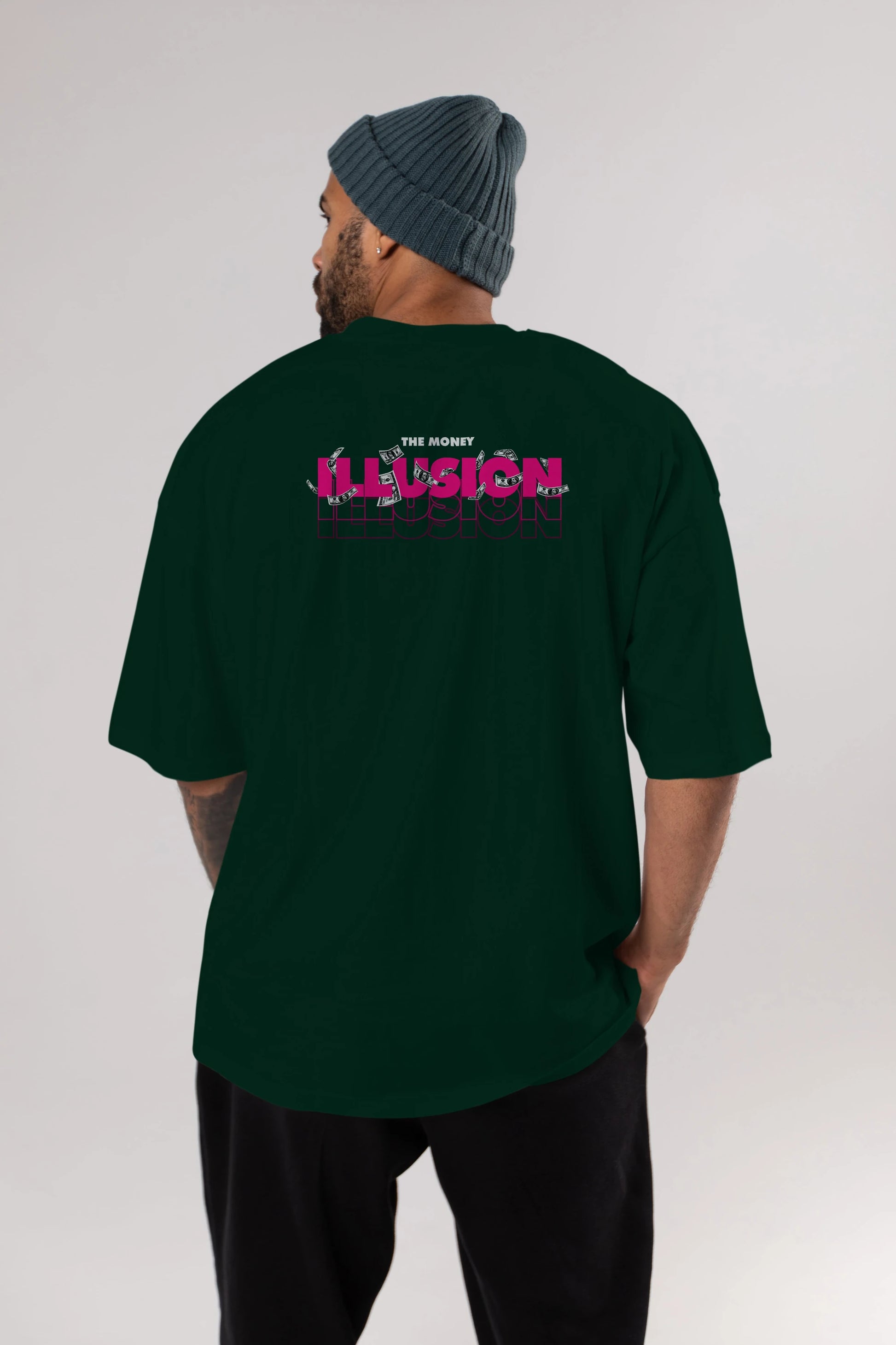 The Money Illusion Arka Baskılı Oversize t-shirt Erkek Kadın Unisex