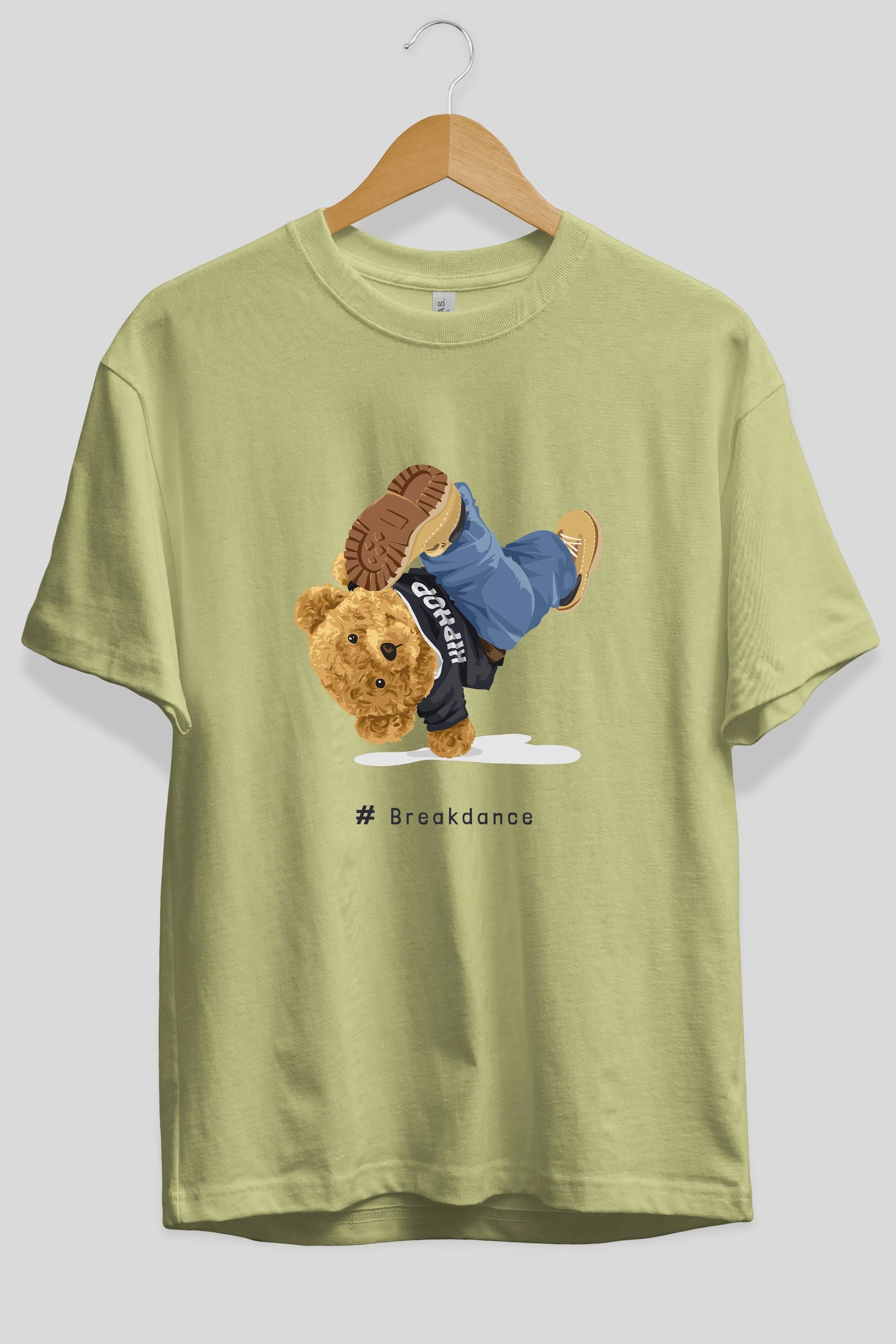 Teddy Bear Breakdance Ön Baskılı Oversize t-shirt Erkek Kadın Unisex %100 Pamuk
