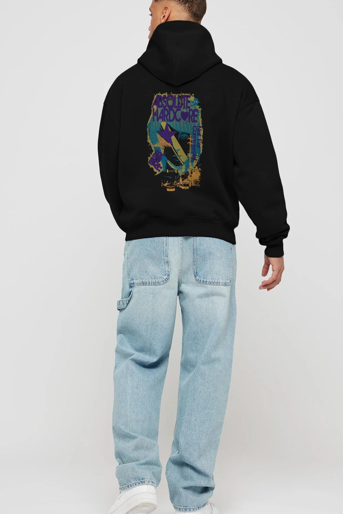 Absolute Hardcore Arka Baskılı Hoodie Oversize Kapüşonlu Sweatshirt Erkek Kadın Unisex